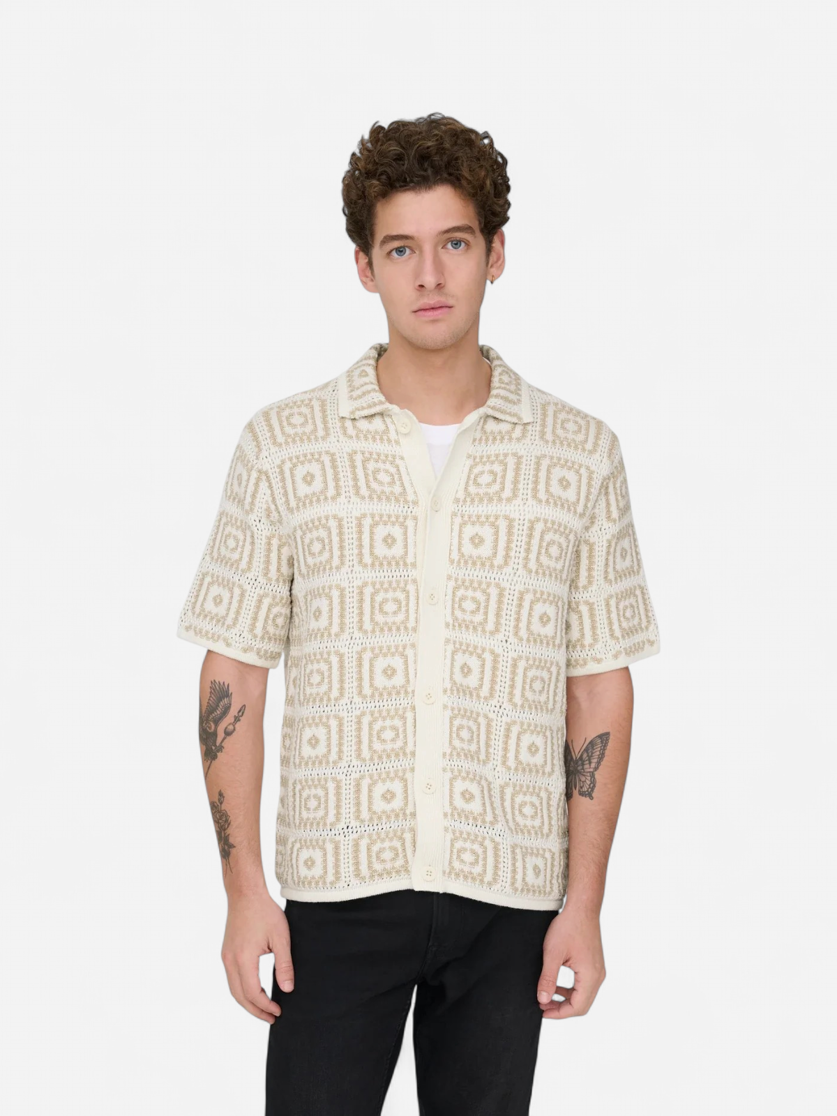 Only and Sons miesten paita Onsbart Rlx 5 Ss Shirt Knit H, Egret W. Silver Lini - Kekäle.fi