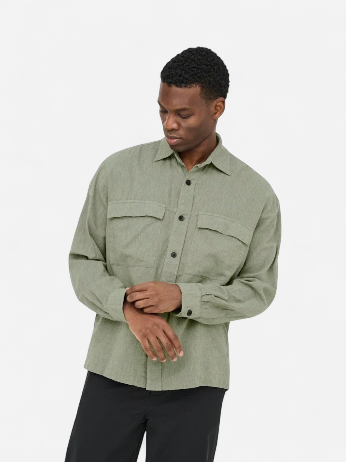 Only and Sons miesten paitatakki ONSCaiden LS Overshirt Linen Blend, Swamp - Kekäle.fi