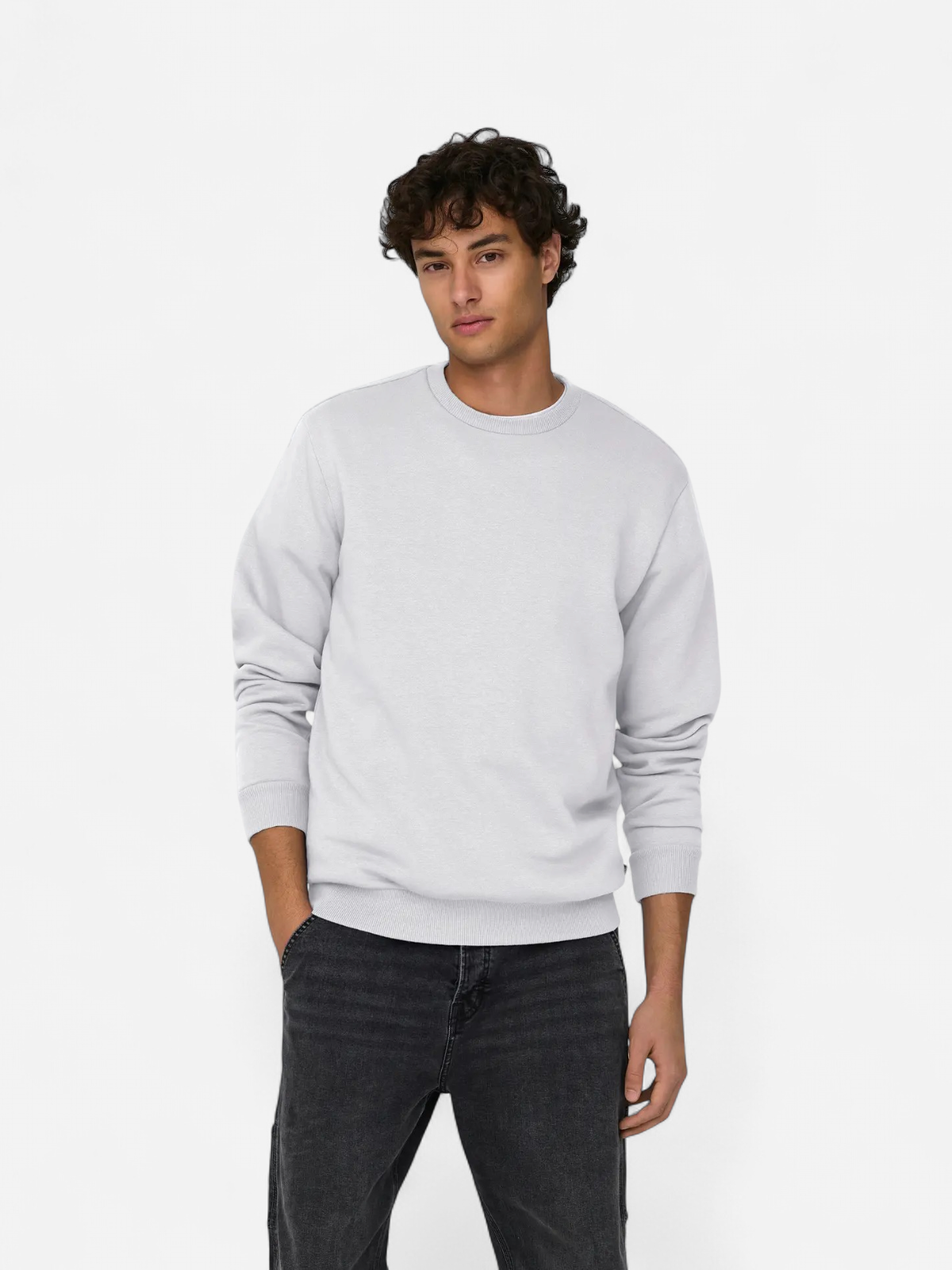 Only and Sons miesten collegepaita ONSCERES Crew Neck, vaaleanharmaa - Kekäle.fi