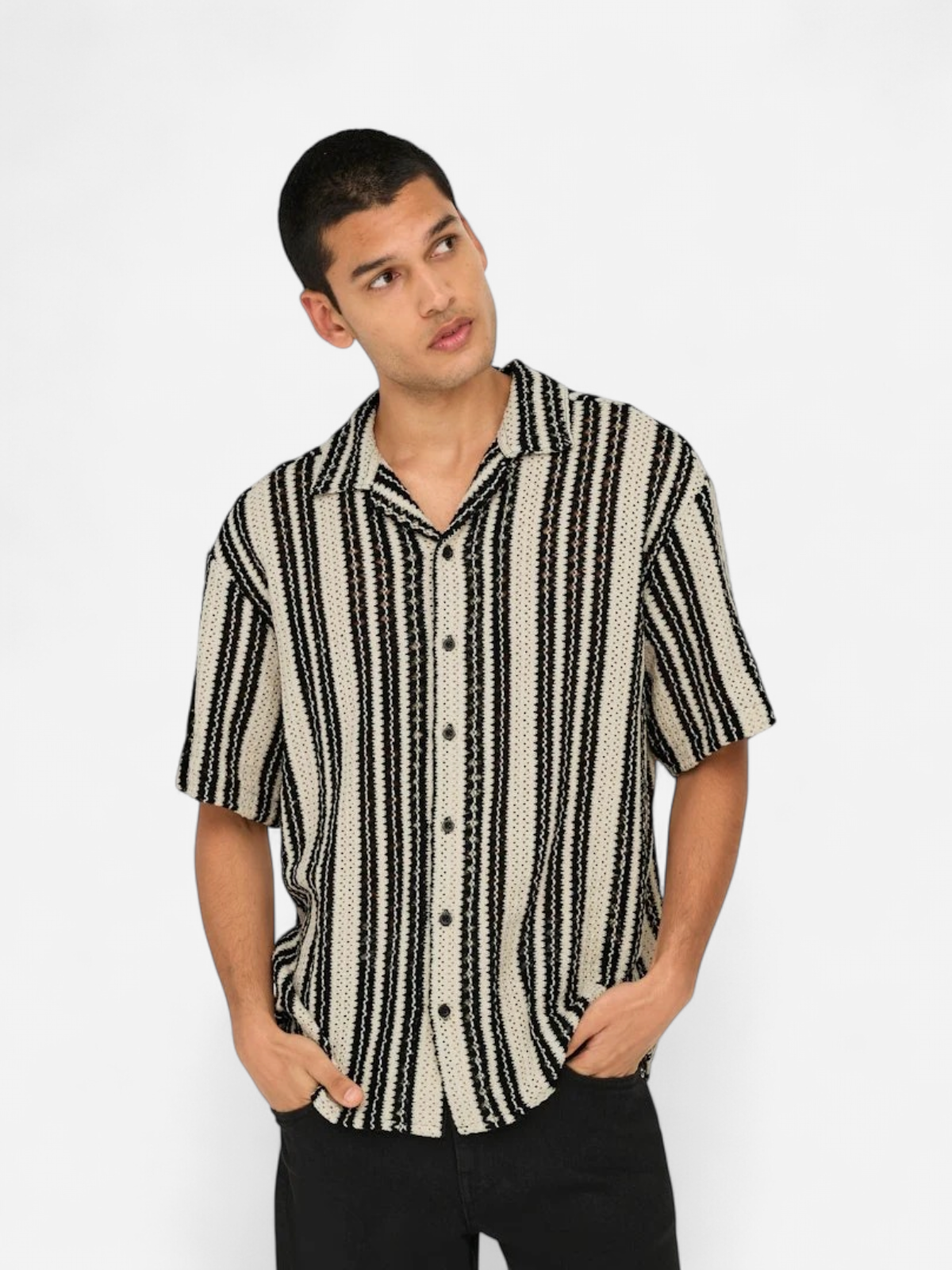 Only and Sons miesten paita ONSDani Crochet SS Shirt Noos, Cloud Dancer - Kekäle.fi