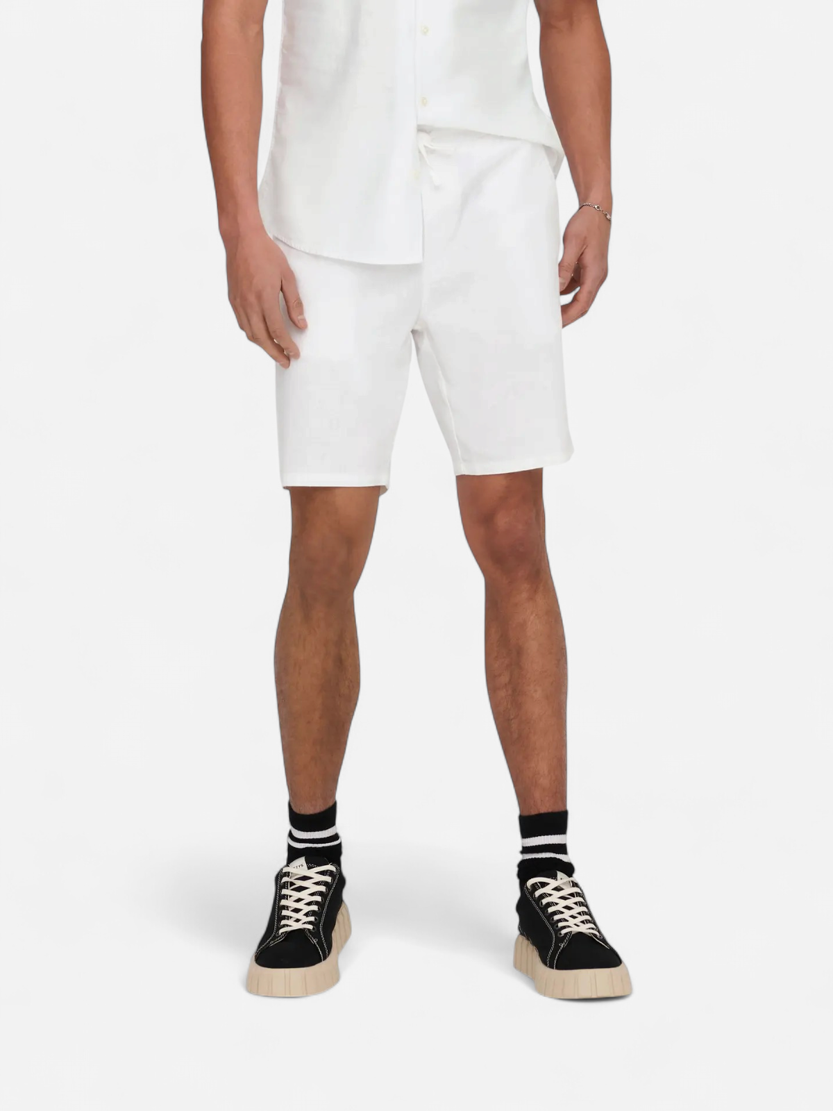 ONSLINUS 0007 COT LIN SHORTS NOOS Bright White - Kekäle.fi