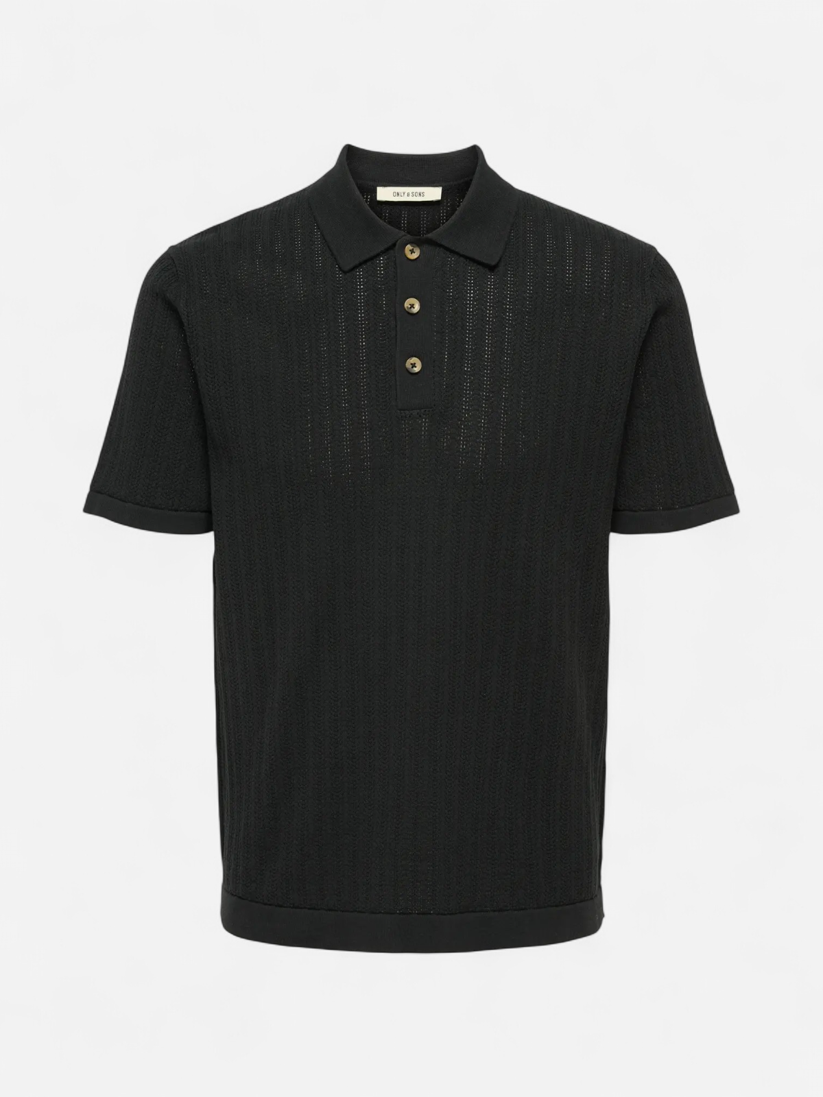 Only and Sons miesten paita ONSMOON REG 12 SS Polo Knit, musta - Kekäle.fi