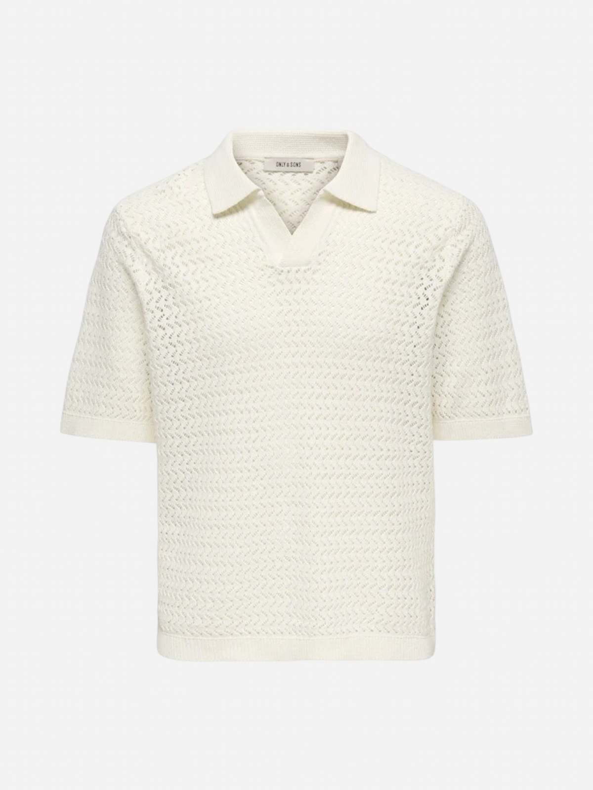 Only and Sons miesten paita ONSNYLE Life Reg 5 SS Split Polo Knit, Cloud Dancer - Kekäle.fi