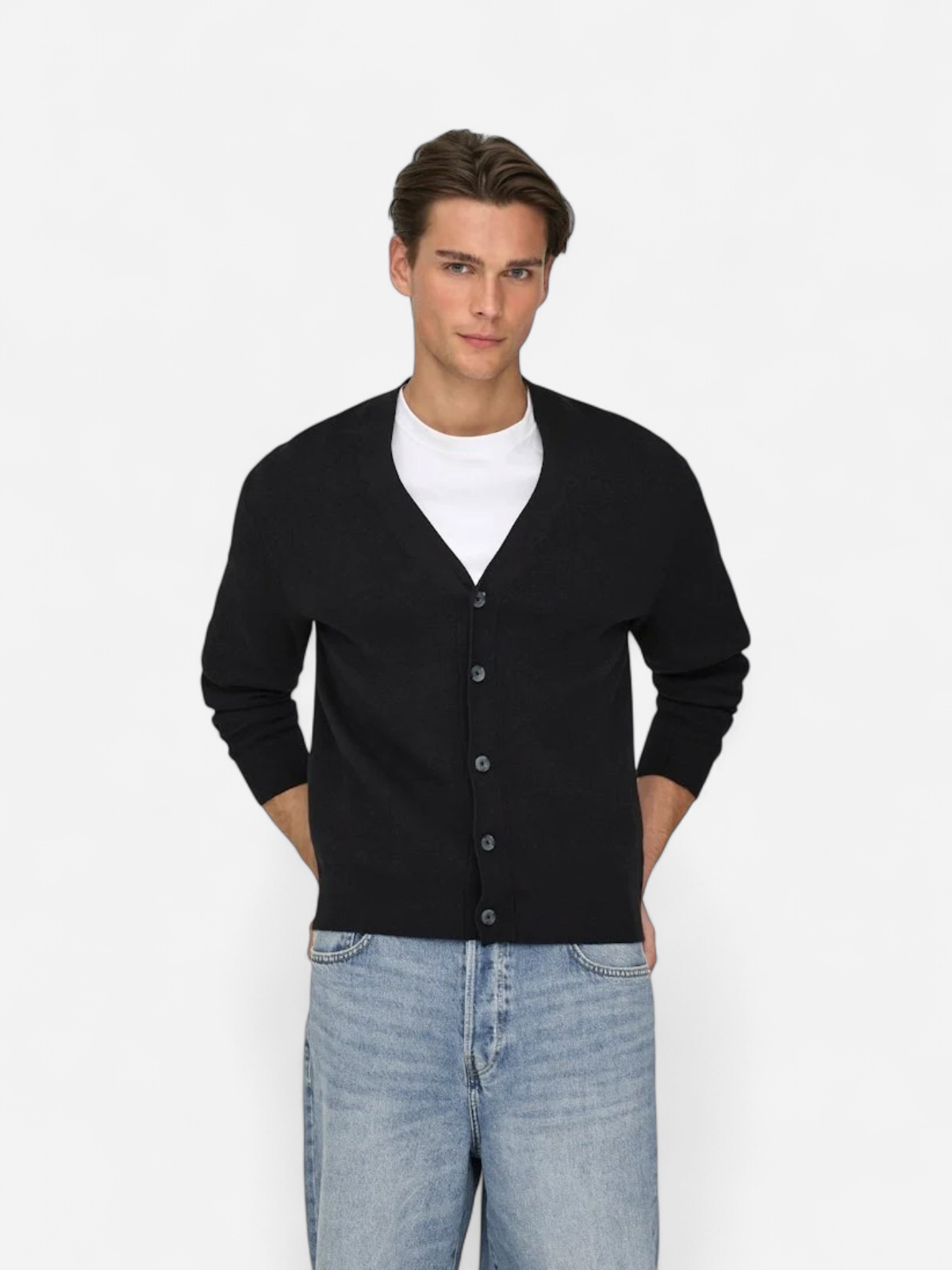 Only and Sons miesten neuletakki ONSTING LIFE REG LS CARDIGAN KNIT NOOS, musta - Kekäle.fi