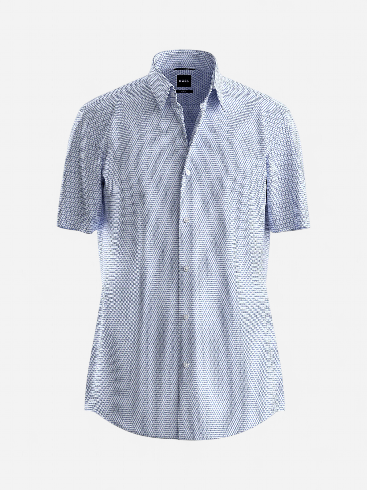 Hugo Boss miesten lyhythihainen kauluspaita P-ROAN-K-SH-F-262 Jersey Strech, sininen kuosi - Kekäle.fi