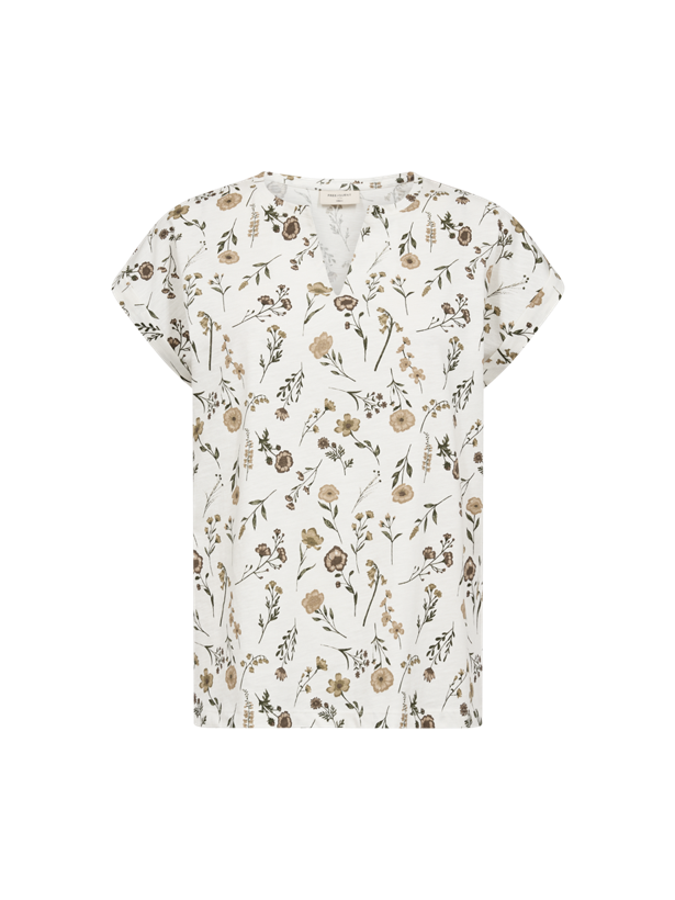 Freequent naisten t-paita Viva Tee, beige kuosillinen