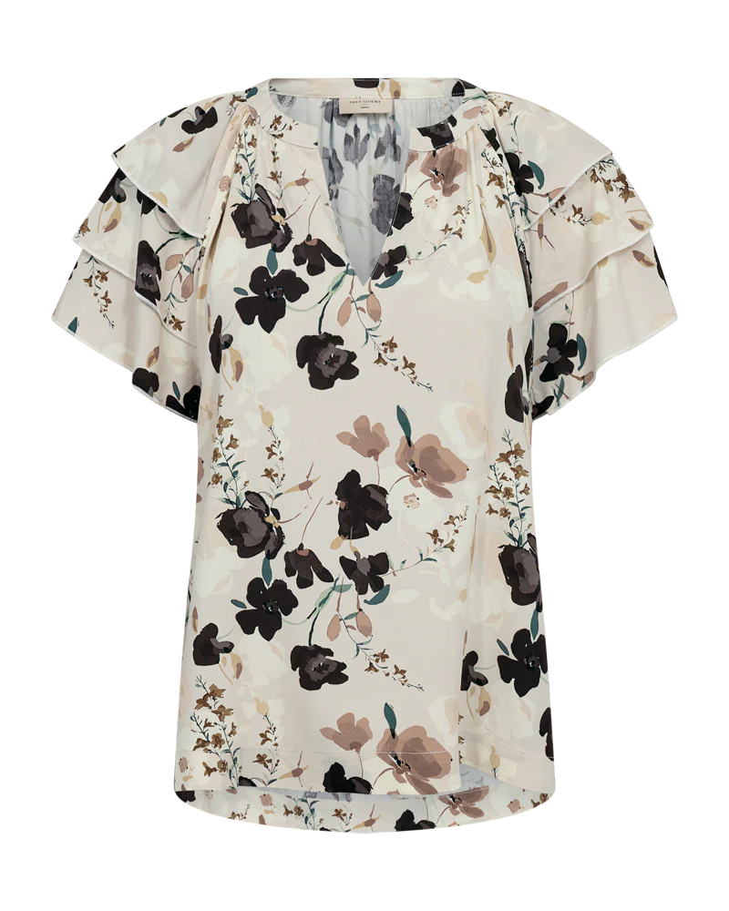 Freequent naisten pusero Adney Blouse, Moonbeam w. Coffee Bean