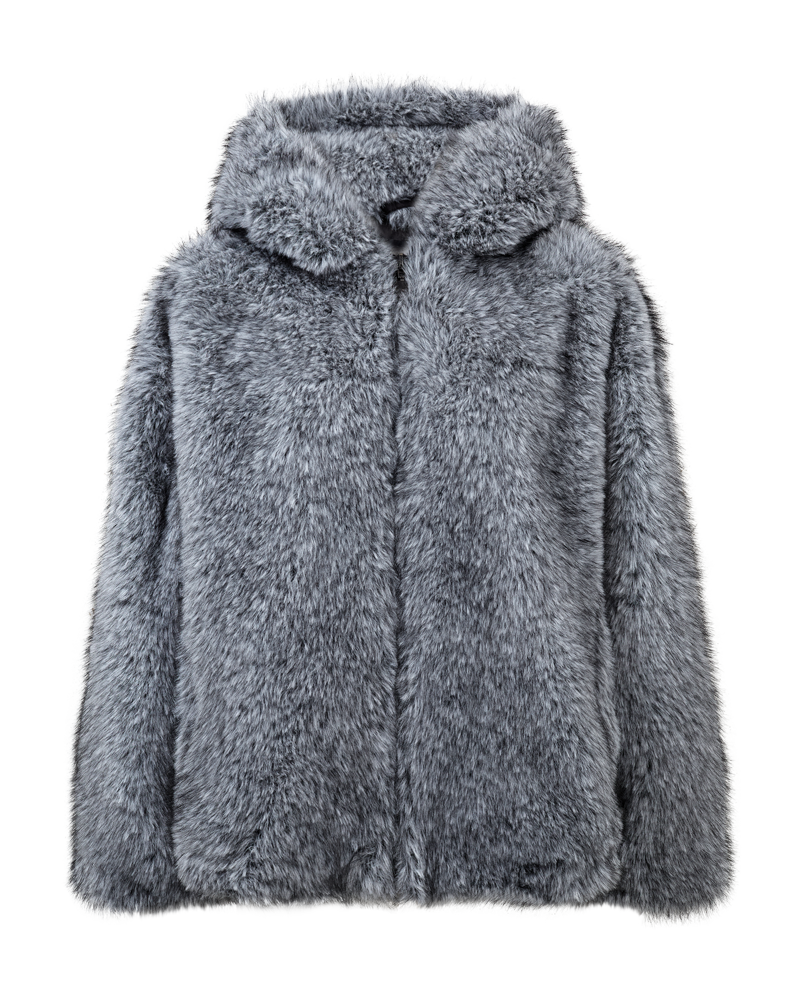 Copenhagen Muse naisten takki Fluffy Jacket, vaaleanharmaa meleerattu