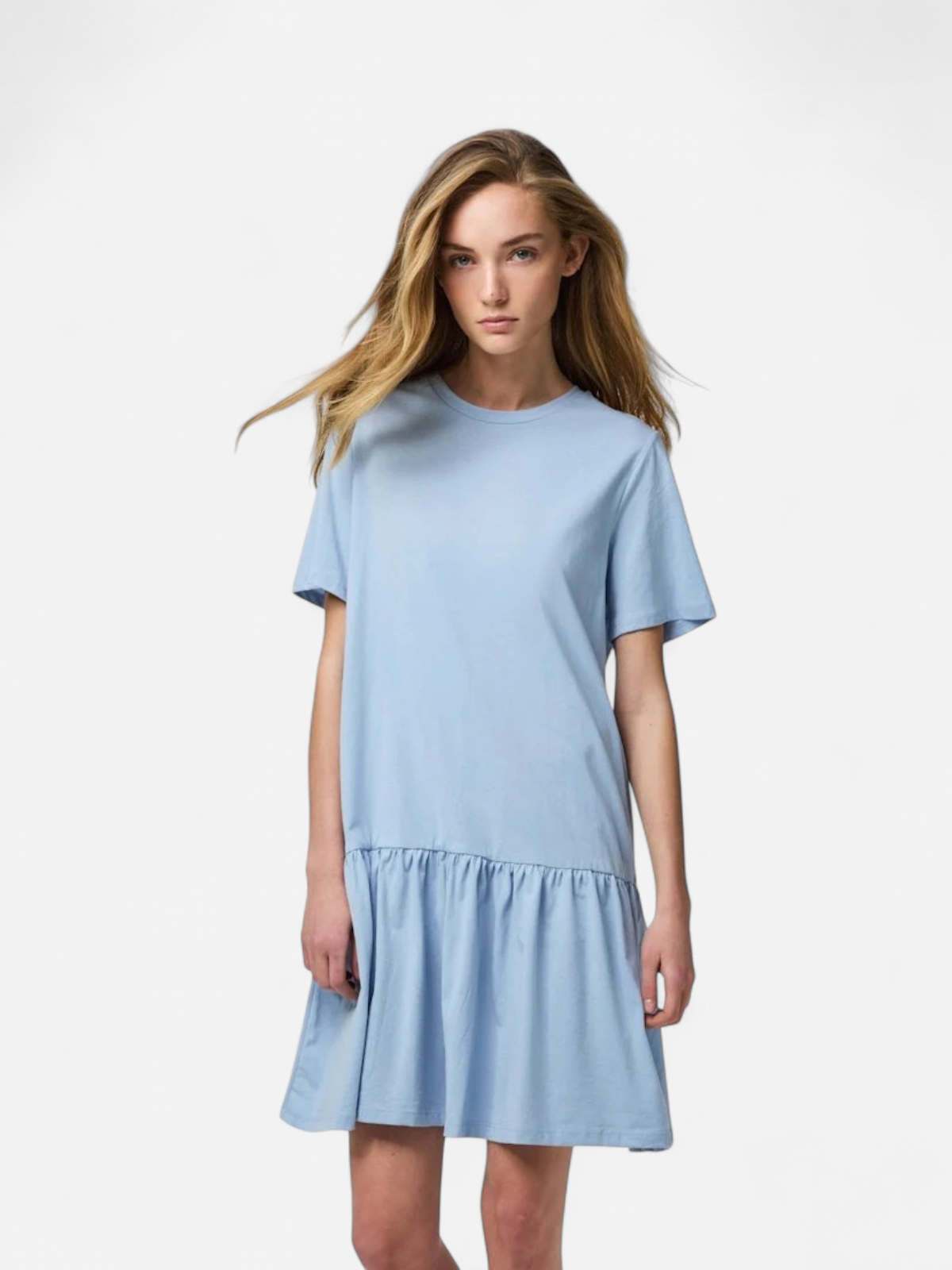 Pieces mekko PCDisso SS O-Neck Dress, vaaleansininen - Kekäle.fi