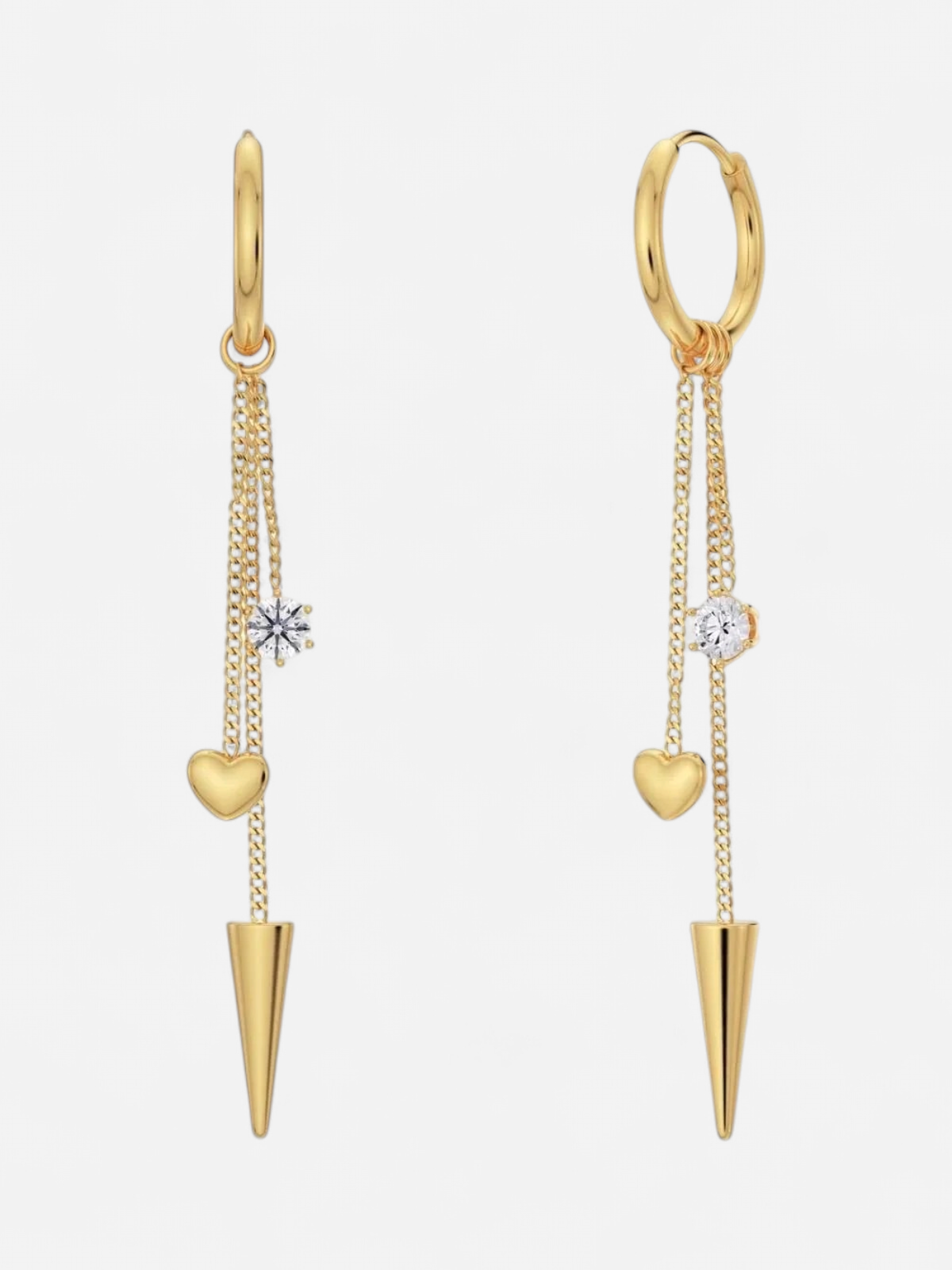 PEAK HOOPS MULTI HEART GOLD Gold pleated - Kekäle.fi