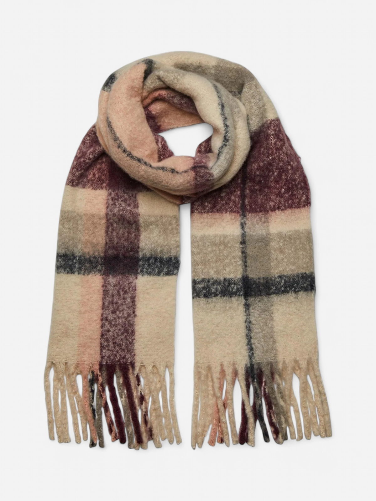 Pieces Kaulaliina Bea Long Scarf Noos Viininpunainen Kuosi - Kekäle.fi