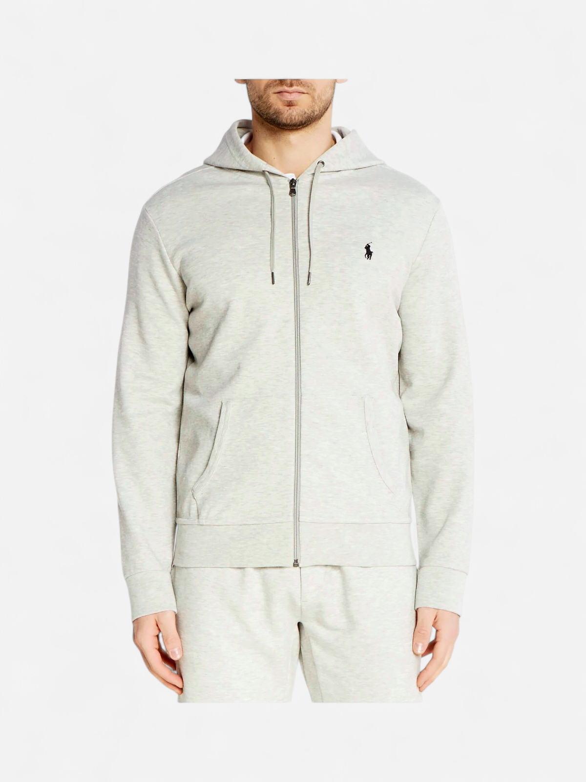Polo Ralph Lauren Miesten Huppari, DOUBLE KNIT HOODIE FULL ZIP ATHLETIC Keskiharmaa - Kekäle.fi