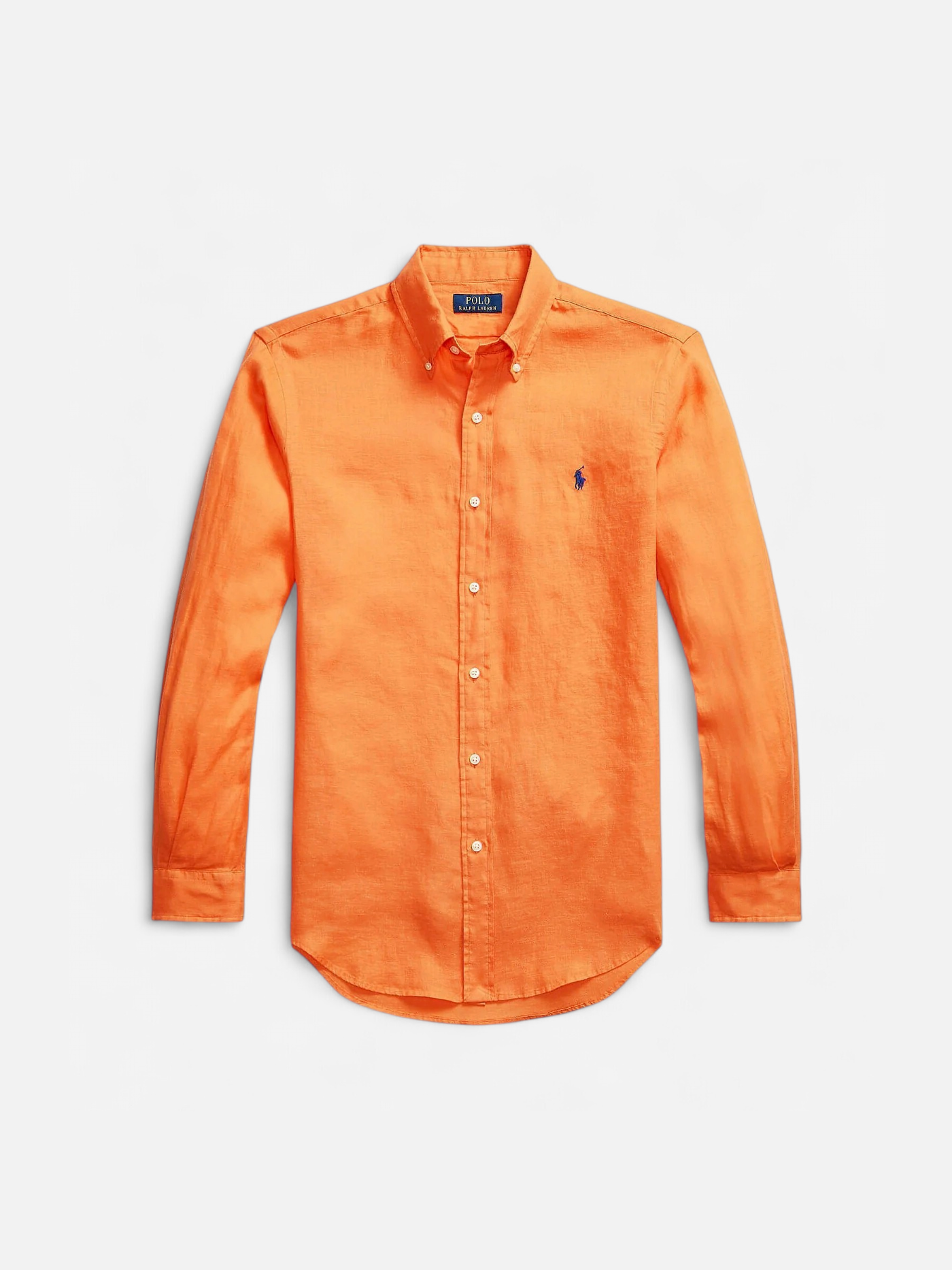 Polo Ralph Lauren miesten kauluspaita, POLO LINEN SHIRT LS CUSTOM FIT Oranssi - Kekäle.fi