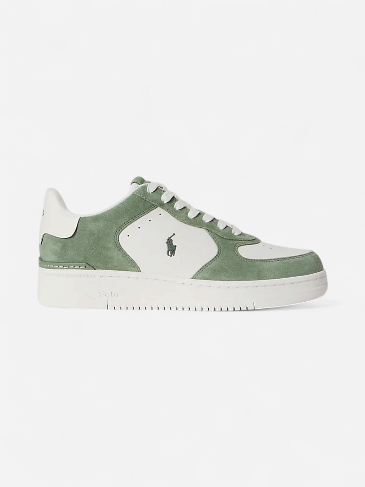 Polo Ralph Lauren miesten lenkkarit Masters Court Leather-Suede Trainer, Deckwash White/Cargo Green - Kekäle.fi