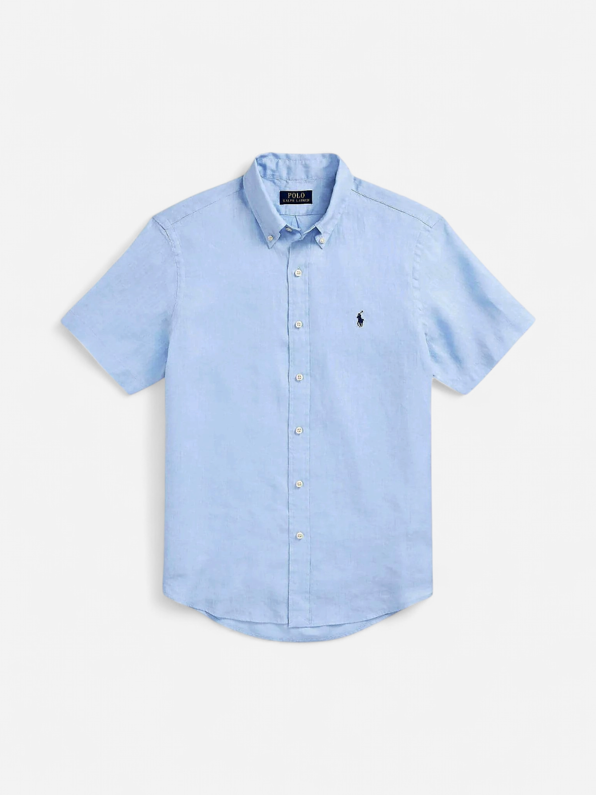 Polo Ralph Lauren miesten lyhythihainen kauluspaita, POLO LINEN SHIRT SS CUSTOM FIT Keskisininen - Kekäle.fi