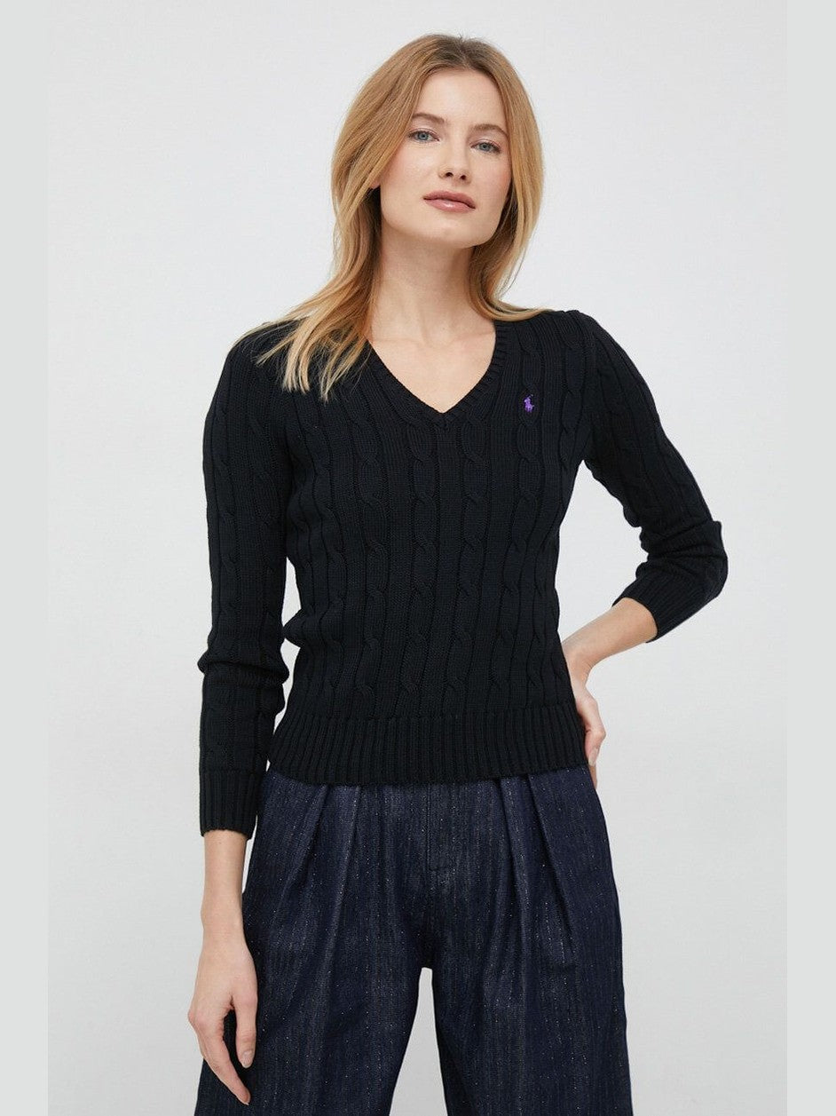 polo-ralph-lauren-naisten-neule-cable-knit-cotton-v-neck-sweater-musta-1