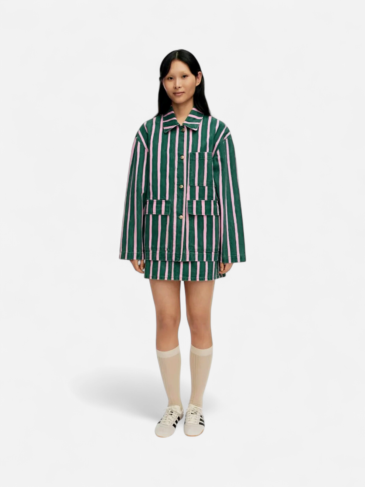 Marimekko farkkutakki Poweri Piccolo Kioski takki, vihreä raita - Kekäle.fi