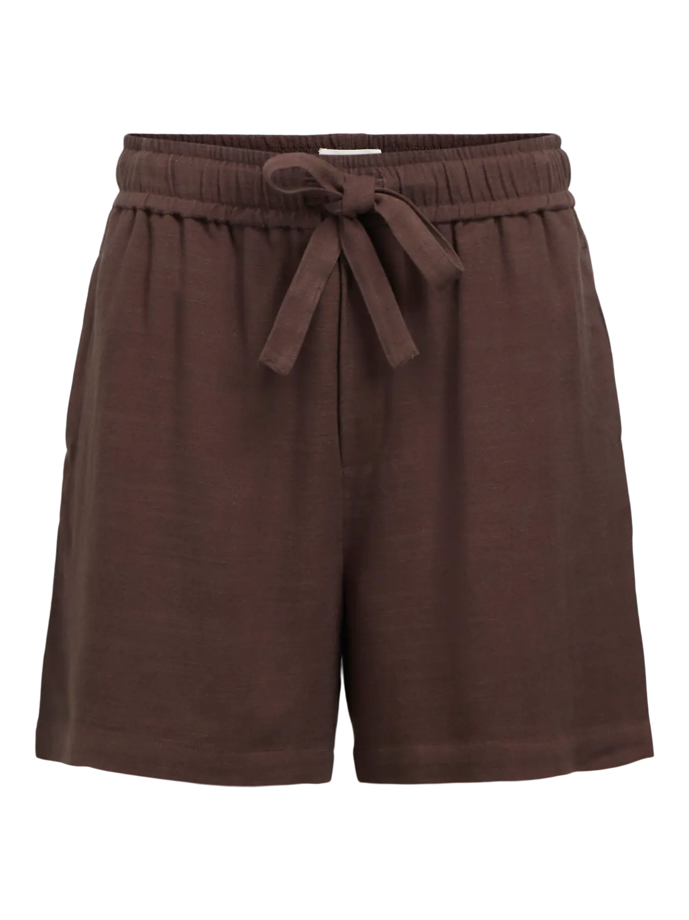 Object naisten shortsit OBJSanne HW Wide Shorts, tummanruskea, leveä malli ja säädettävä vyötärönnyöri, laadukkaasta materiaalista valmistettu ajaton kesäpaita.