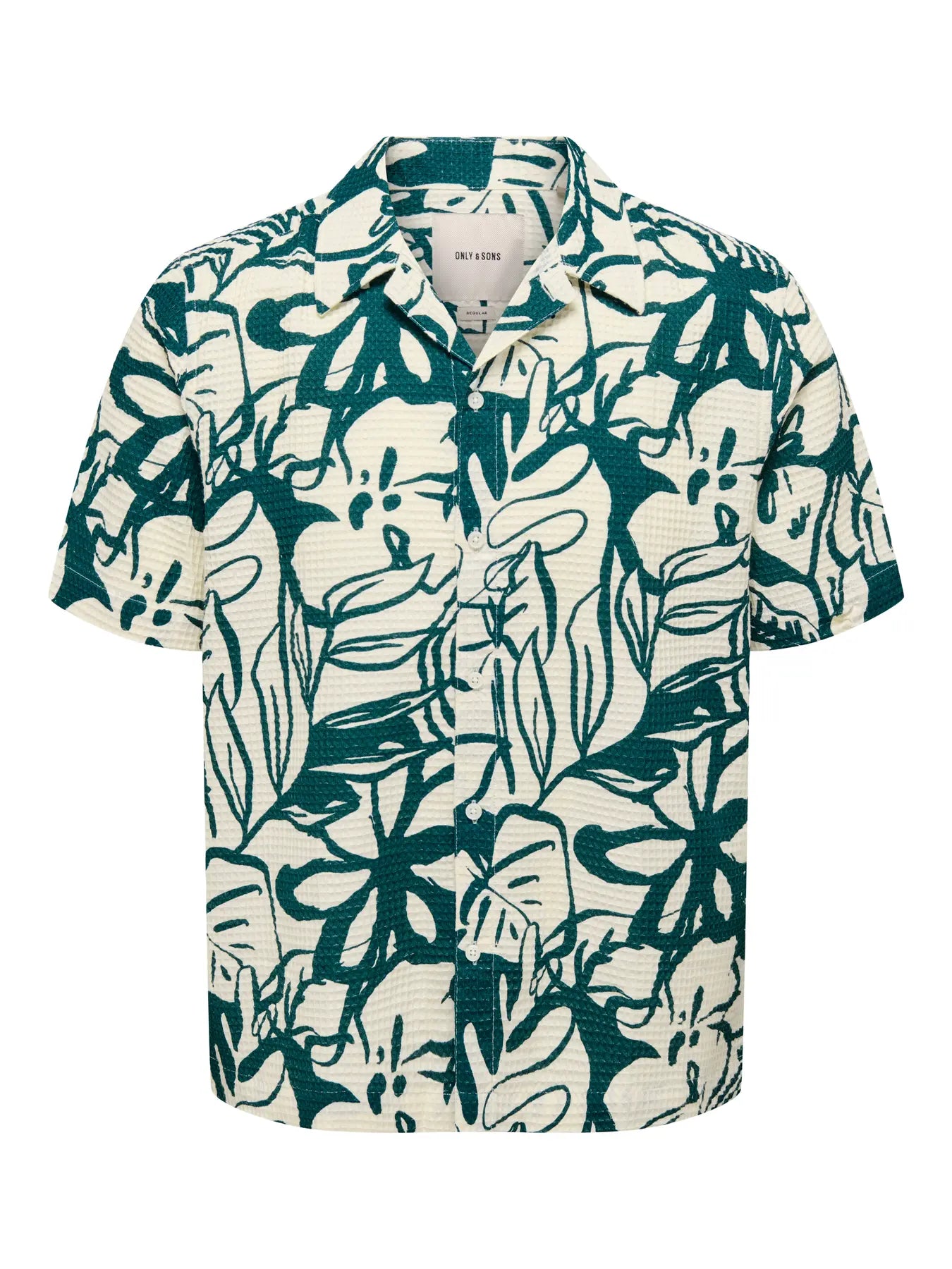 Only and Sons miesten Kauluspaita Onssavier Waffle Ss Shirt, vihreä kuosi