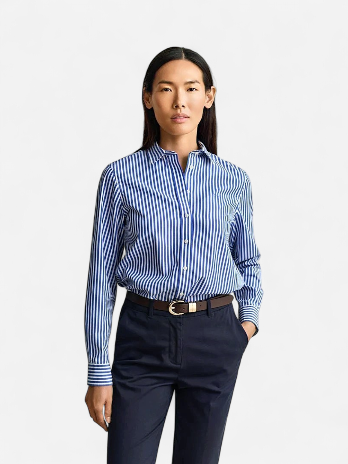 Gant naisten paitapusero Reg Poplin Stripe Shirt, raidallinen sininen - Kekäle.fi