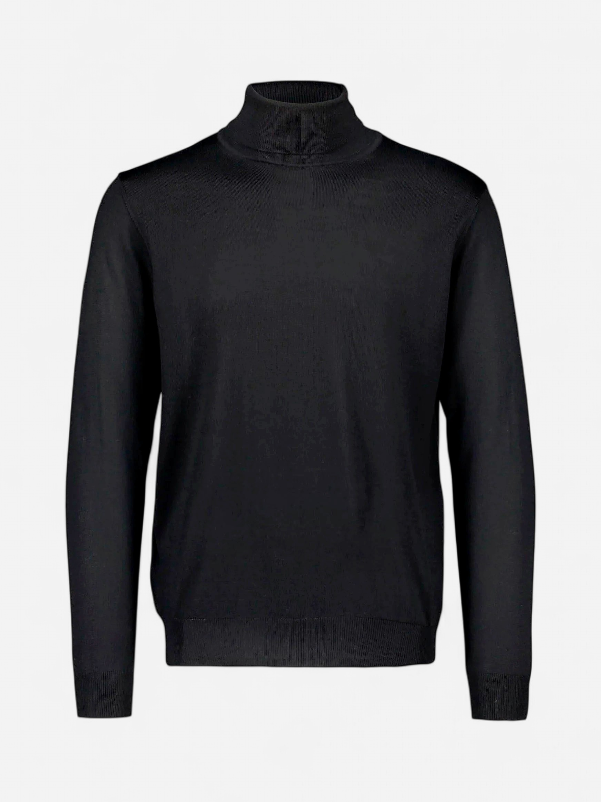 Sinnuu miesten pooloneule Rollneck Merino Wool Made in Italy, musta - Kekäle.fi