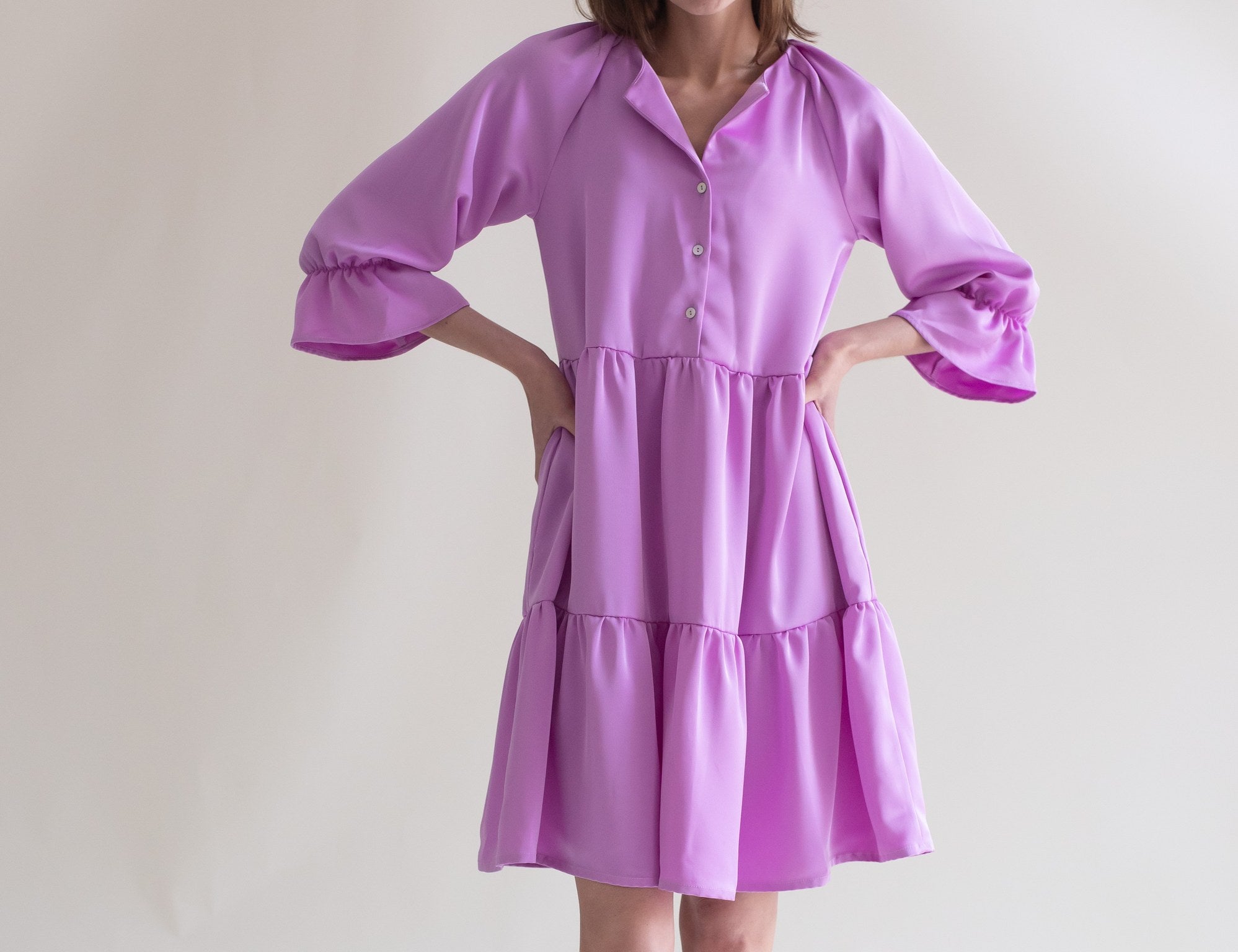 Gauhar mekko Ruffled Dress Fuchsia, vaalea lila