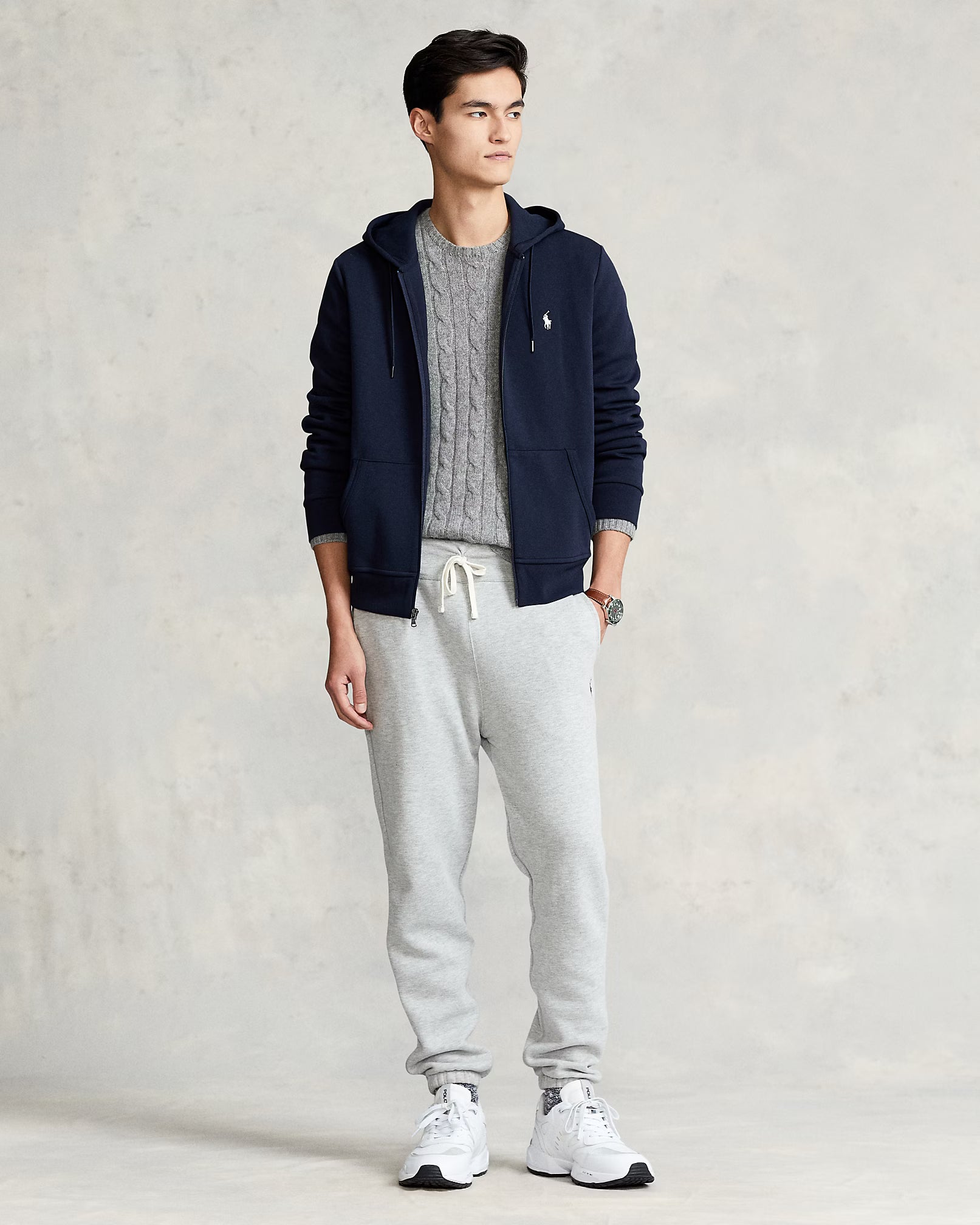 Polo Ralph Lauren Miesten Huppari, DOUBLE KNIT HOODIE FULL ZIP ATHLETIC Tummansininen