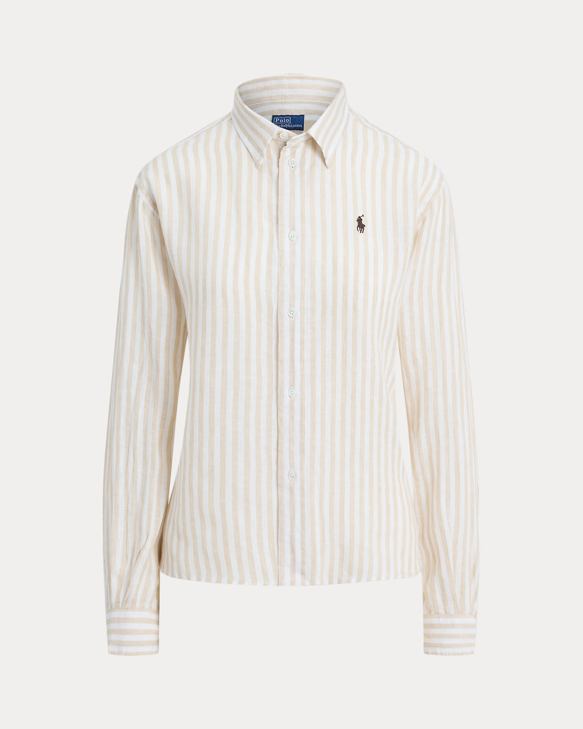 Polo Ralph Lauren naisten paitapusero Striped Knit Oxford Shirt, white/coastal beige
