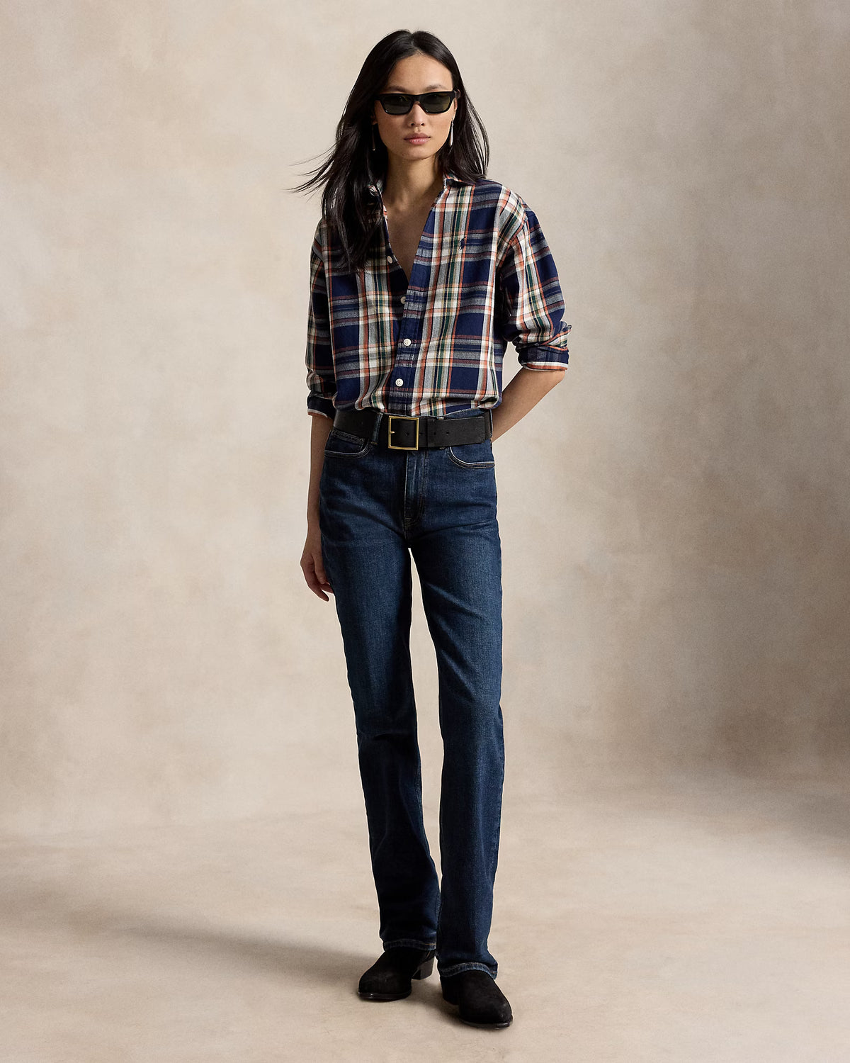 Polo Ralph Lauren naisten kauluspaita Relaxed Fit Plaid Cotton Shirt, sininen ruutu