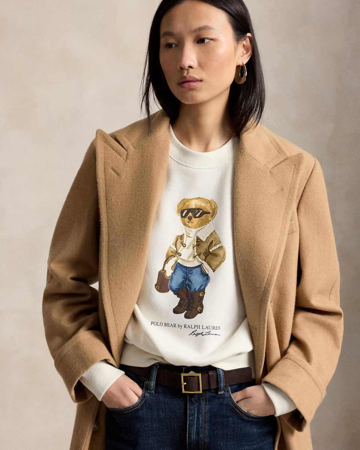 Polo Ralph Lauren naisten collegepaita Polo Bear Fleece Sweatshirt, valkoinen