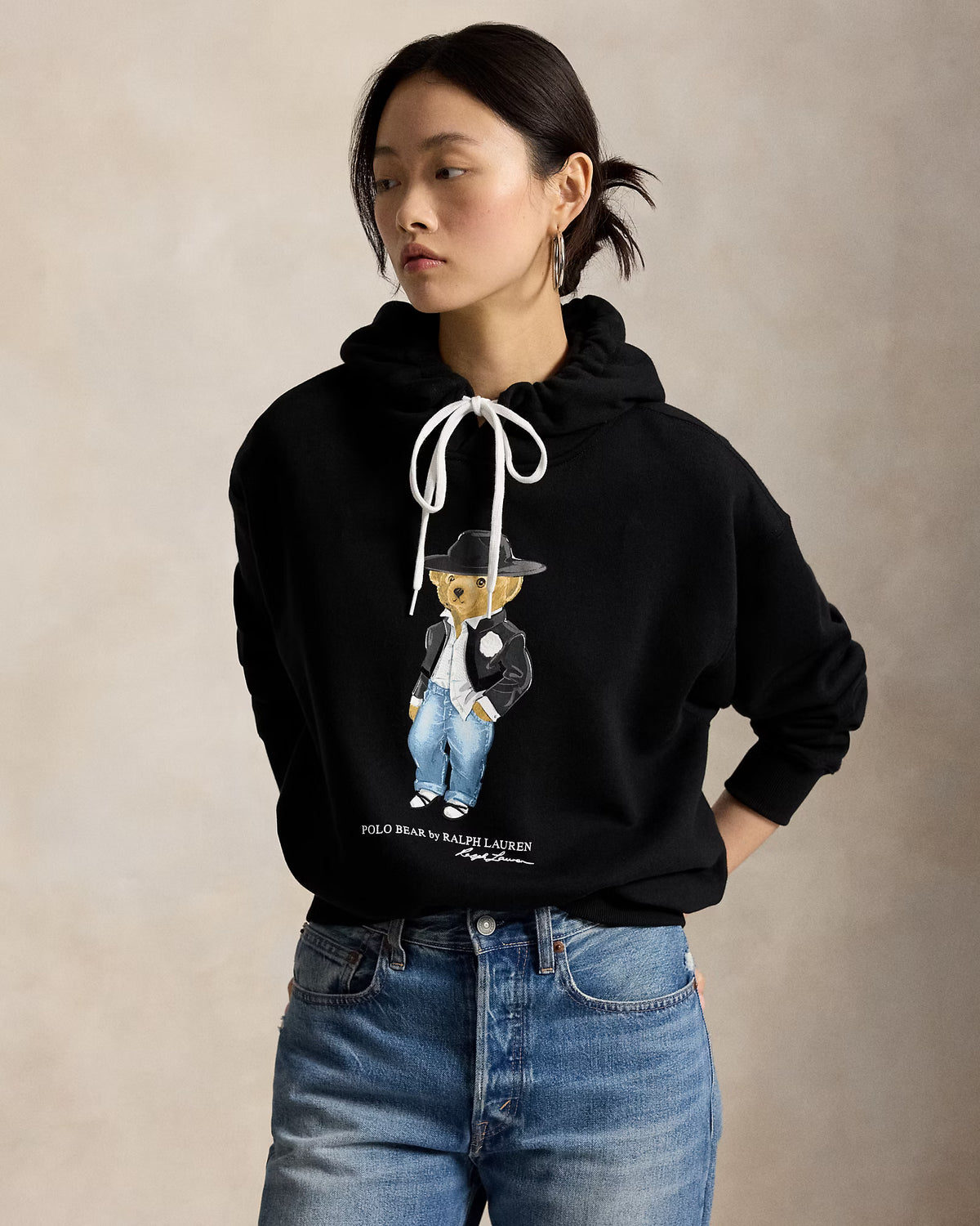 Polo Ralph Lauren naisten huppari Polo Bear Fleece Hoodie, musta