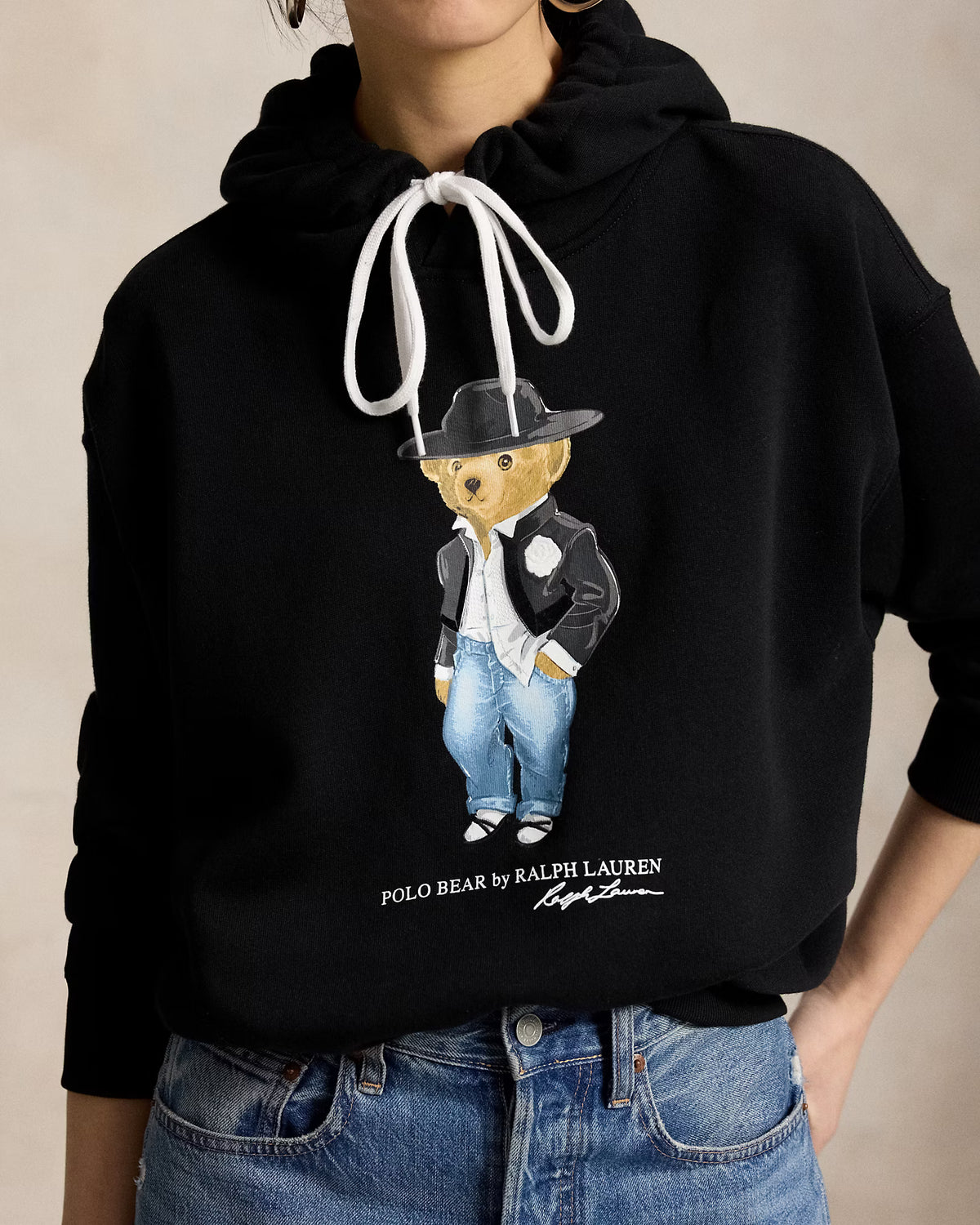 Polo Ralph Lauren naisten huppari Polo Bear Fleece Hoodie, musta