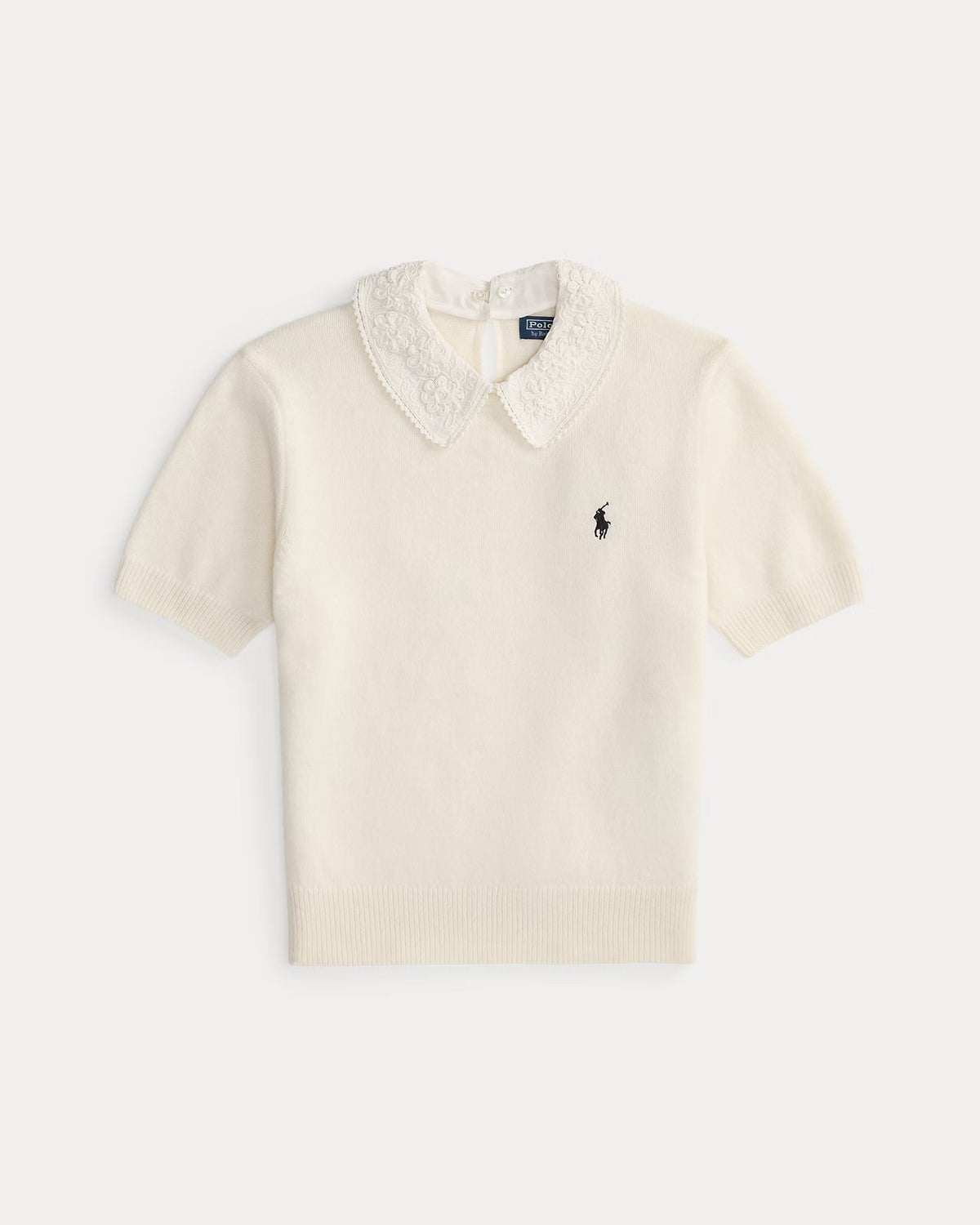 Polo Ralph Lauren naisten neulepusero Lace-Collar Short-Sleeve Jumper, Authentic Cream