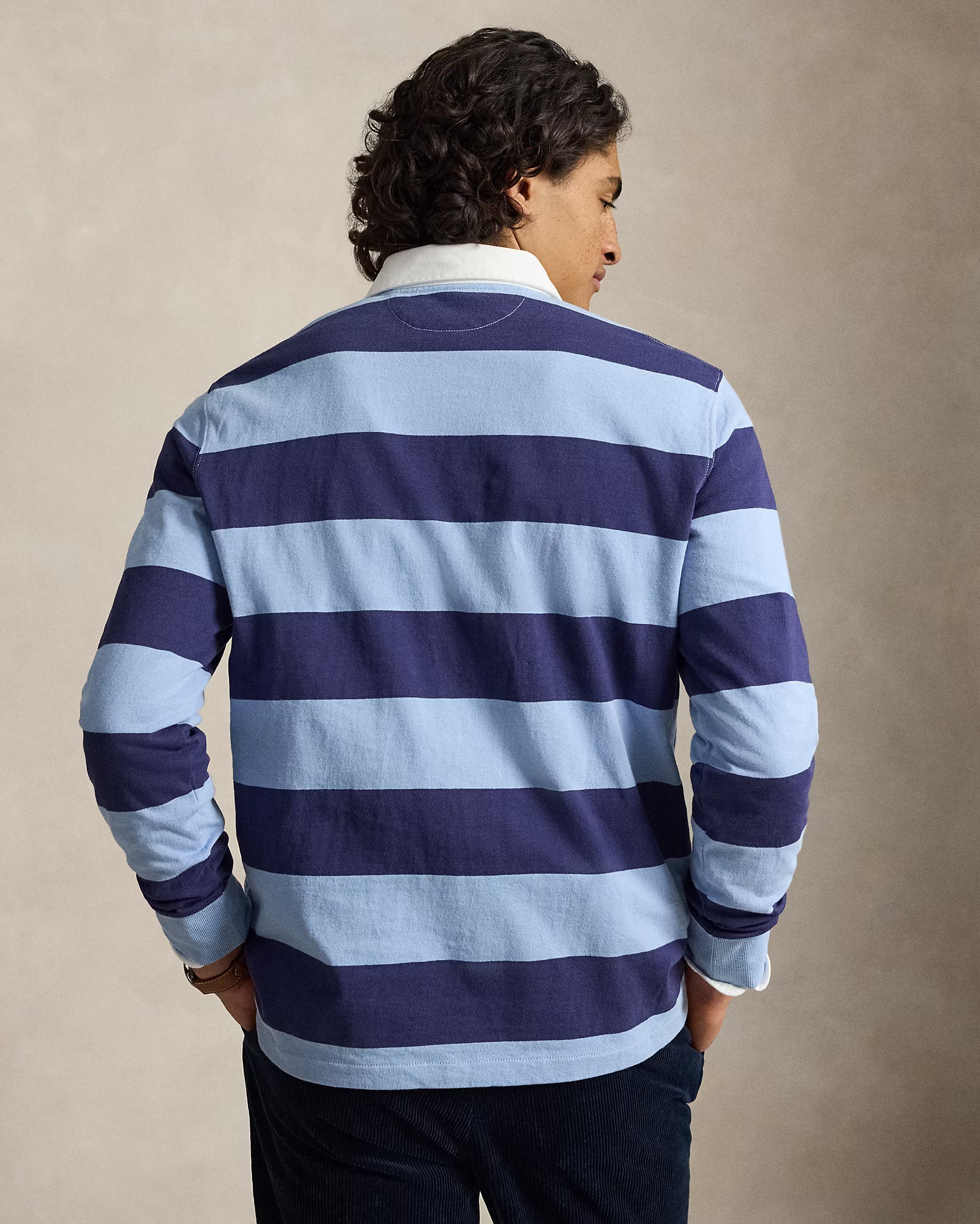 Polo Ralph Lauren miesten pikeepaita The Iconic Rugby Shirt, raidallinen sininen
