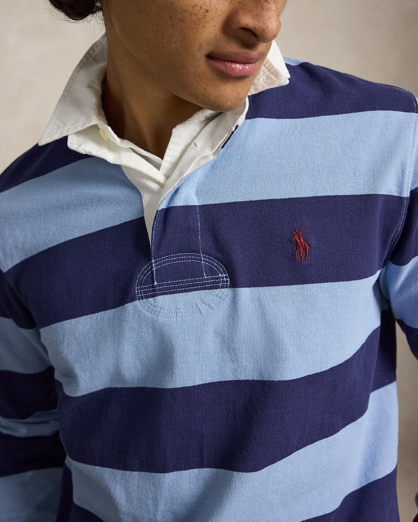 Polo Ralph Lauren miesten pikeepaita The Iconic Rugby Shirt, raidallinen sininen