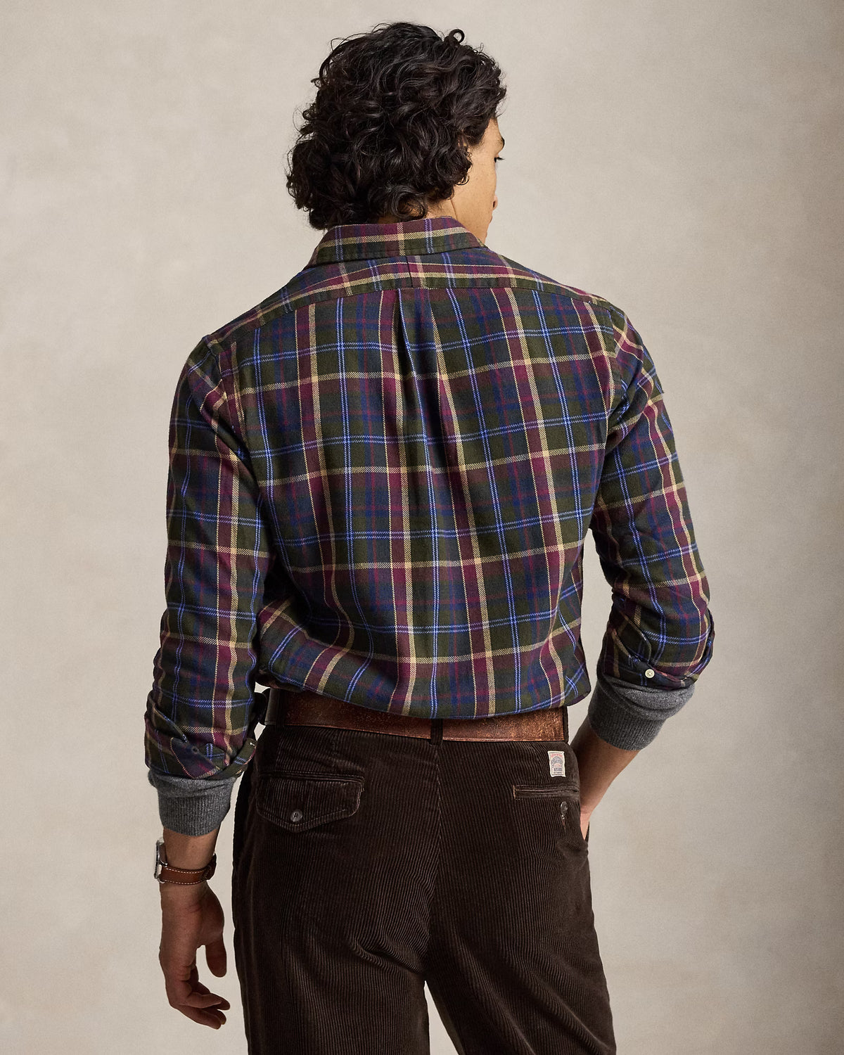 Polo Ralph Lauren miesten kauluspaita Custom Fit Plaid Brushed Flannel Shirt, Olive Berry Multi