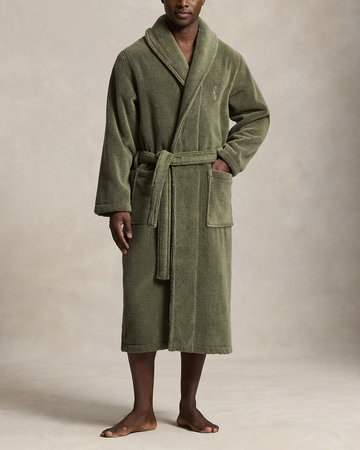 Polo Ralph Lauren miesten kylpytakki Shawl-Collar Terry Robe, Cruise Olive