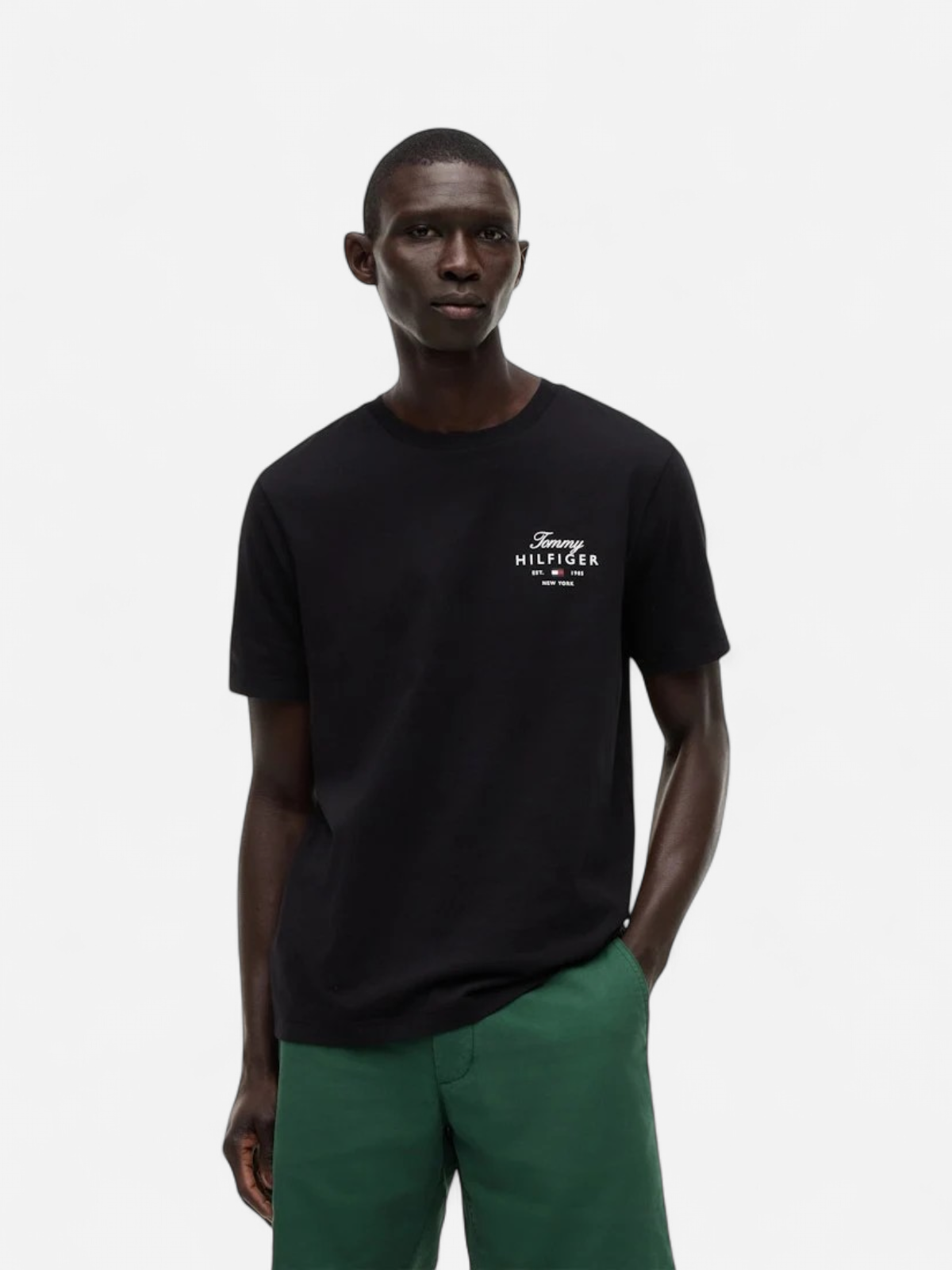 Tommy Hilfiger miesten T-paita Script Stack Regular Tee, musta - Kekäle.fi