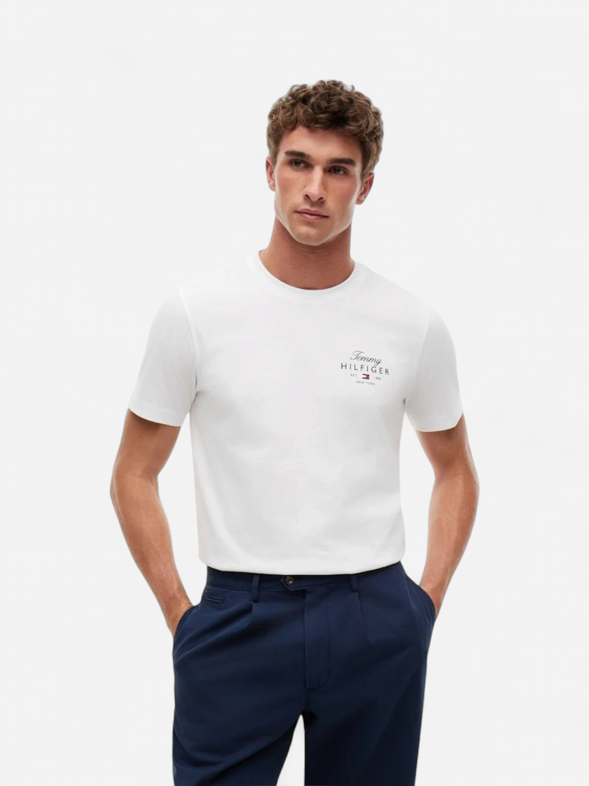 Tommy Hilfiger miesten T-paita Script Stack Regular Tee, valkoinen - Kekäle.fi