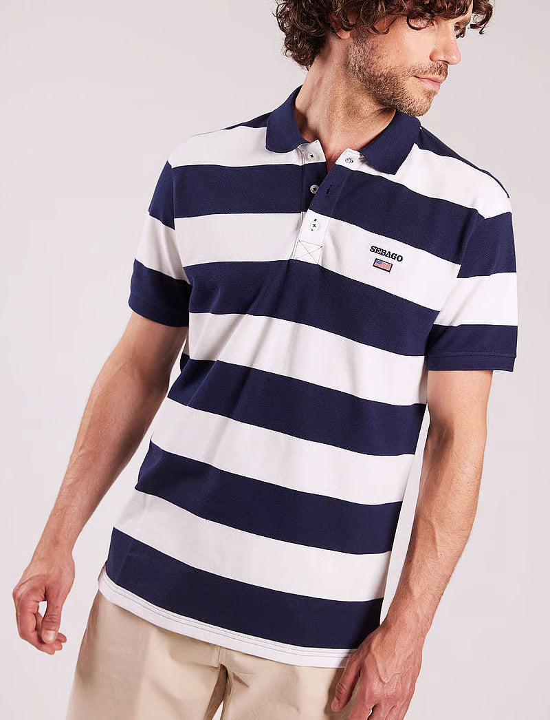Sebago miesten pikeepaita Mick Block Stripe Pique Nos, raidallinen sininen