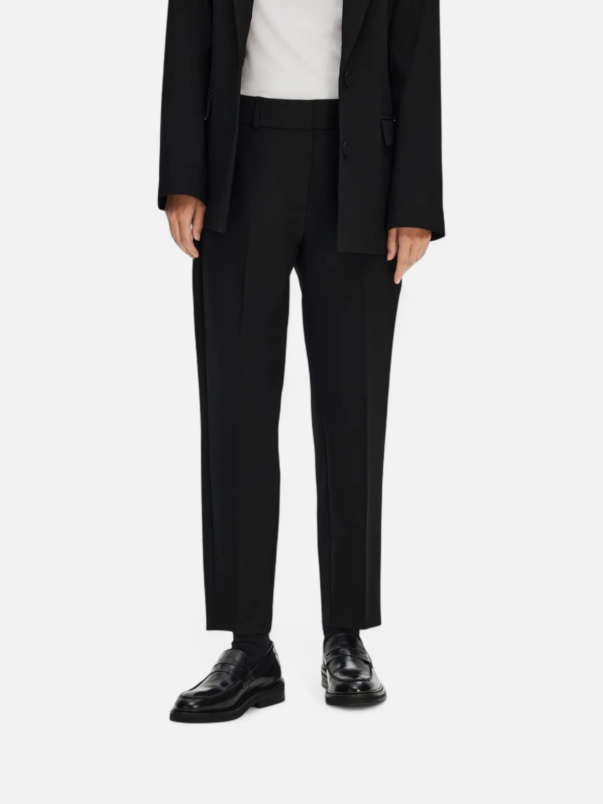 Selected Femme Naisten Housut, SLFRITA-RIA MW CROPPED PANT NOOS Black - Kekäle.fi