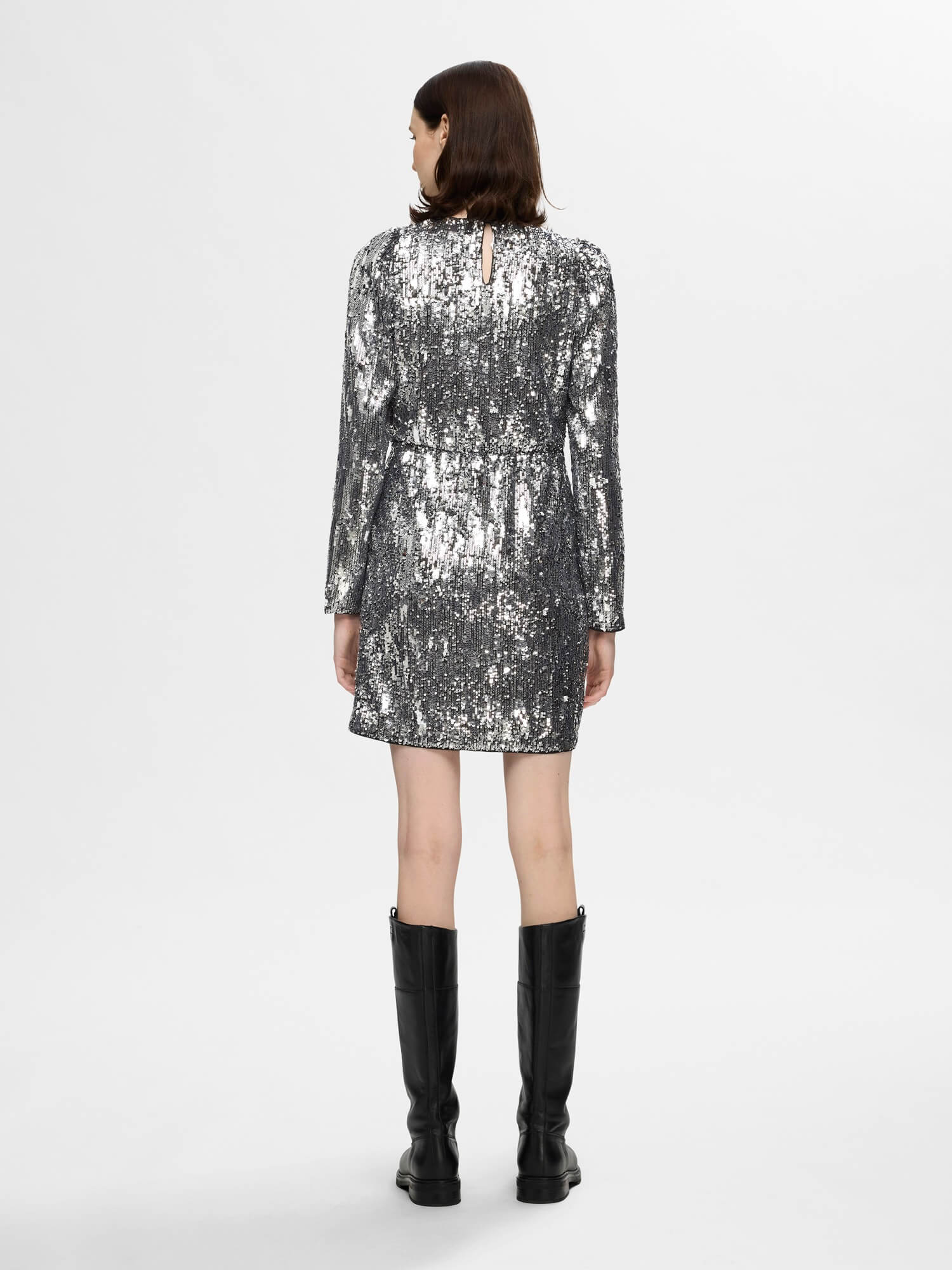 selected-femme-naisten-mekko-slfari-colyn-ls-short-sequins-dress-b-hopeanharmaa-2