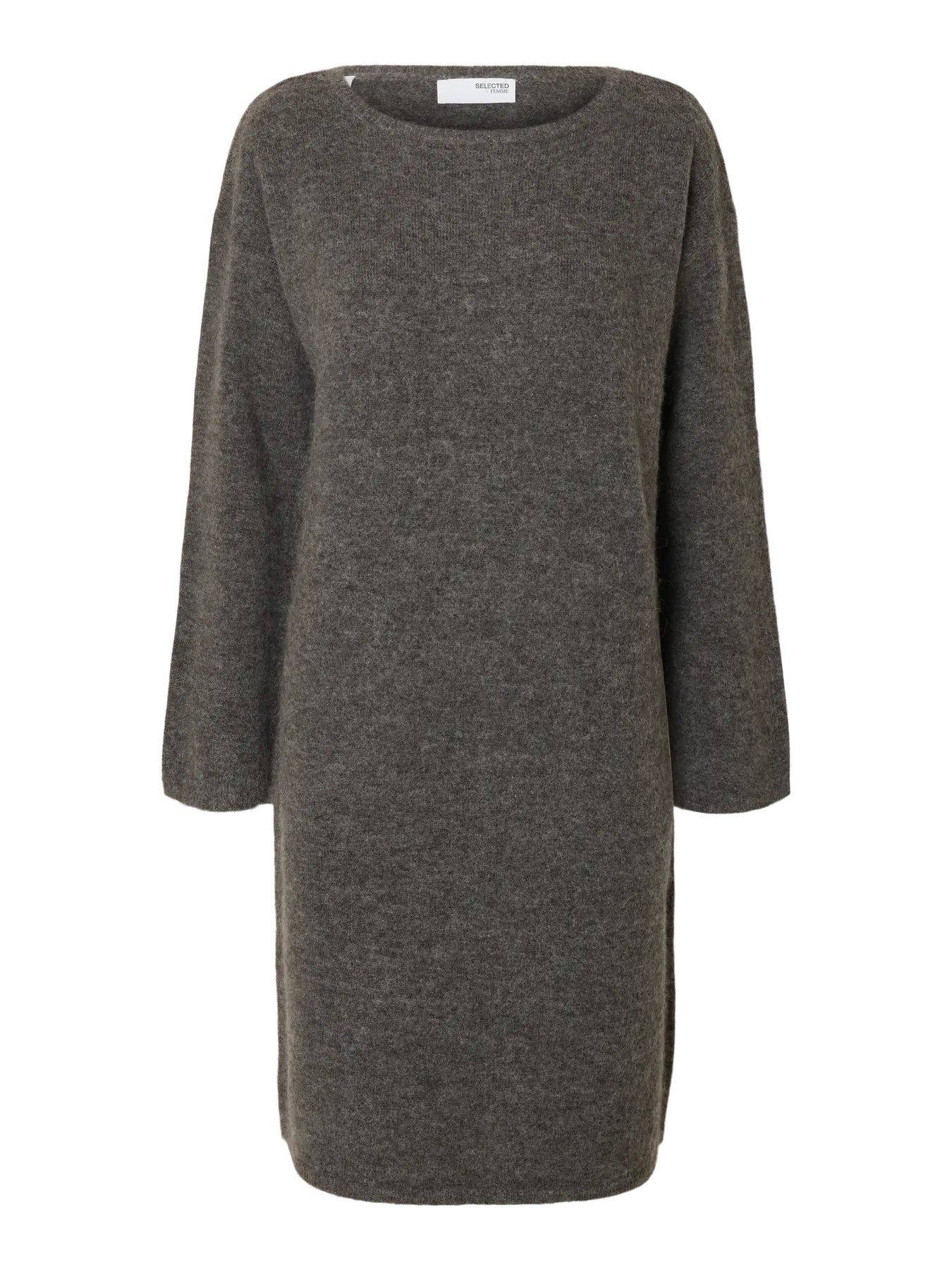 selected-femme-naisten-mekko-slflulu-ls-knit-new-o-neck-dress-medium-grey-melange-1