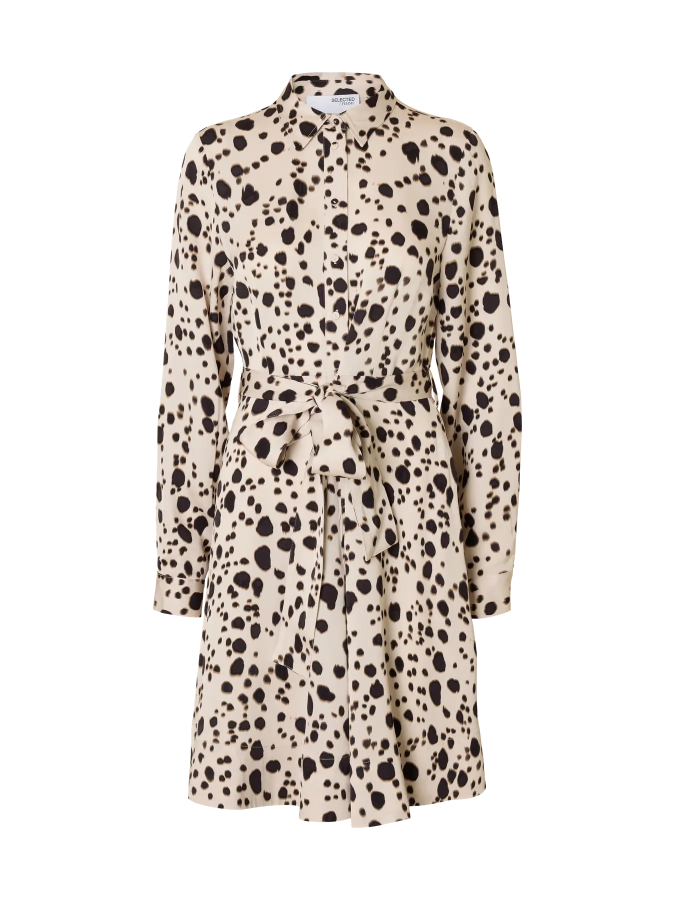 selected-femme-naisten-mekko-slfpaola-regular-ls-short-shirt-dress-valkopohjainen-kuosi-1