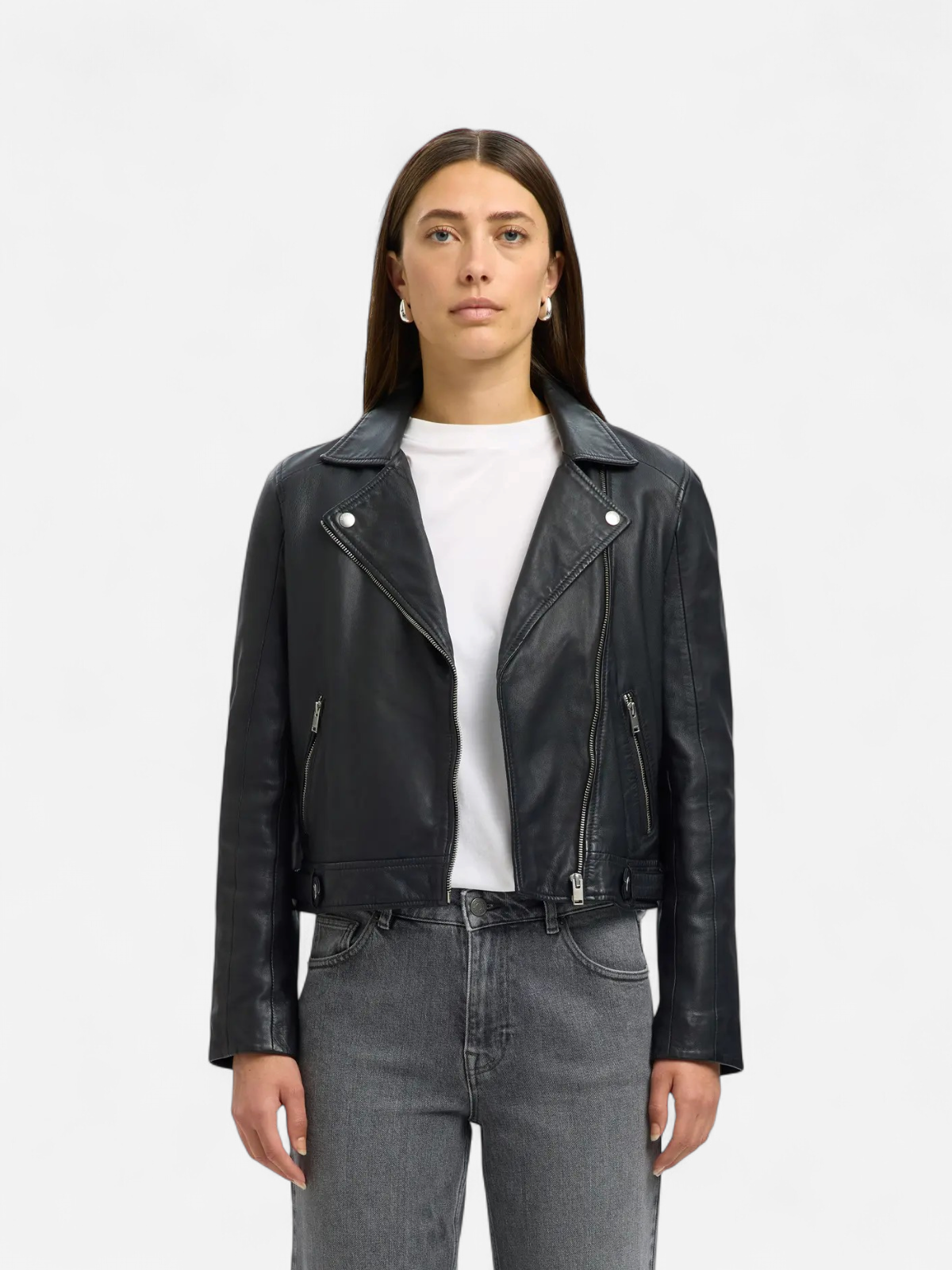 Selected Femme Naisten Nahkatakki, Katie Leather Jacket Black - Kekäle.fi