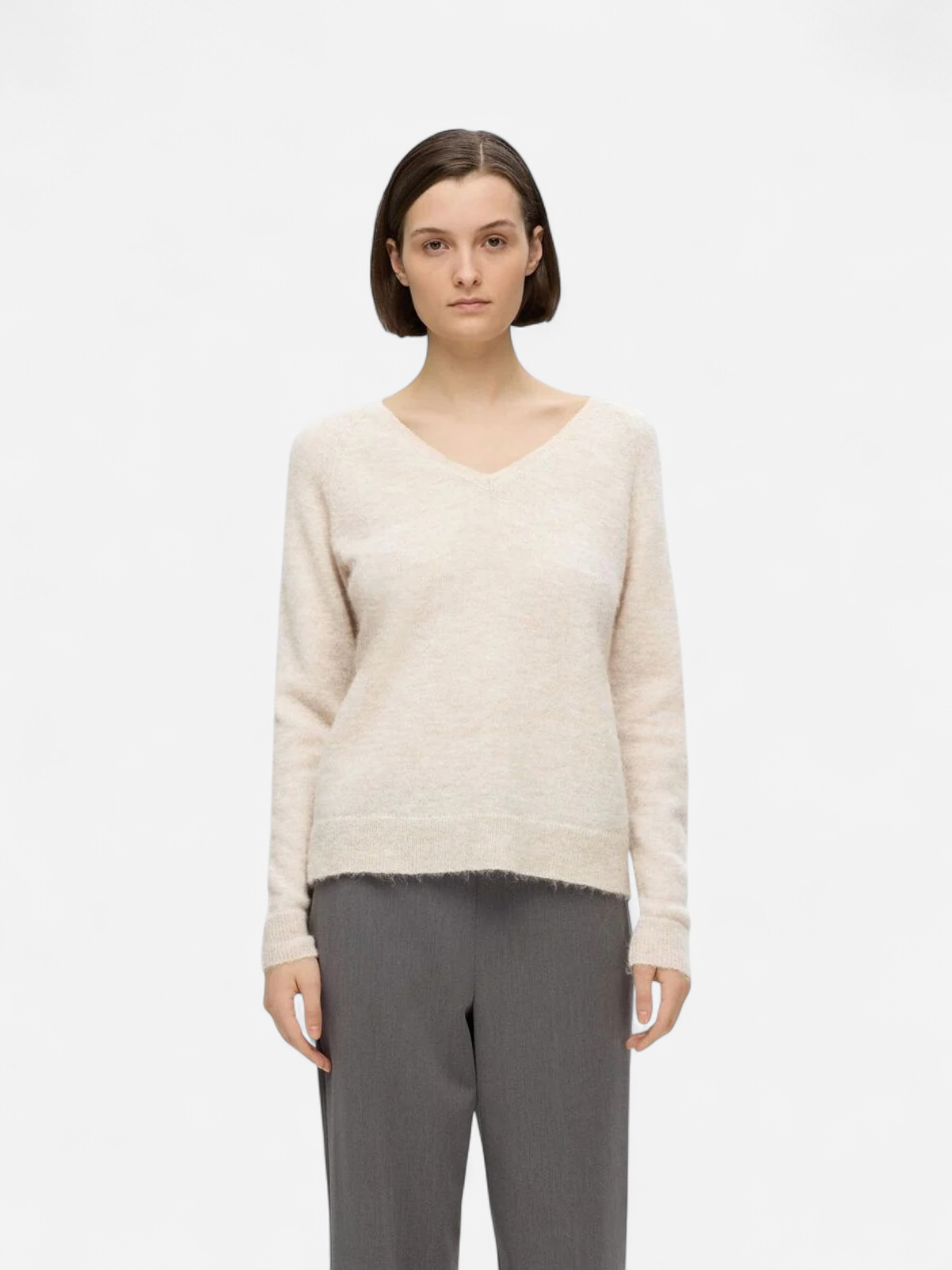 Selected Femme Naisten Neule, SLFLULU NEW LS KNIT V-NECK B NOOS Luonnonvalkoinen - Kekäle.fi