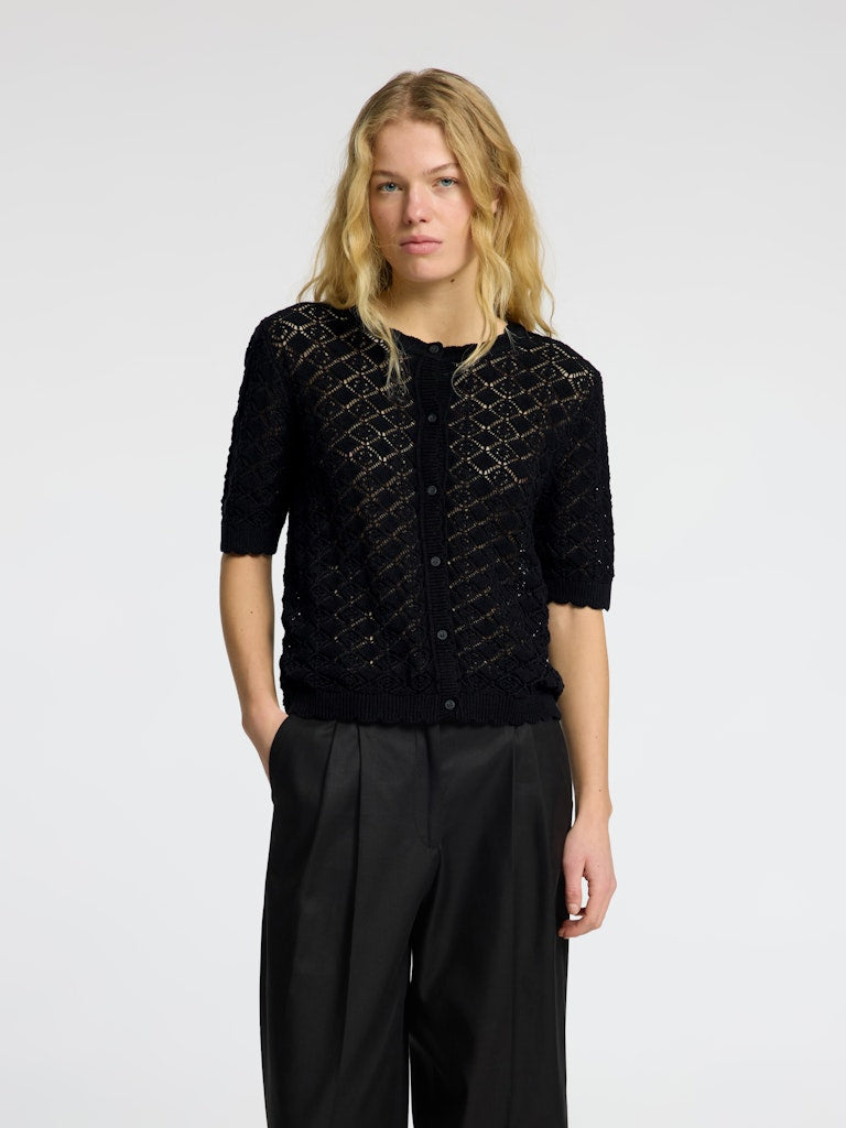 selected-femme-naisten-neule-slfsofia-2-4-knit-cardigan-musta-1