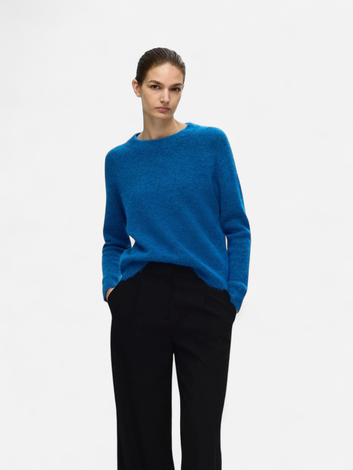 Selected Femme Naisten Neulepaita, Lulu LS Knit O-Neck Sininen - Kekäle.fi