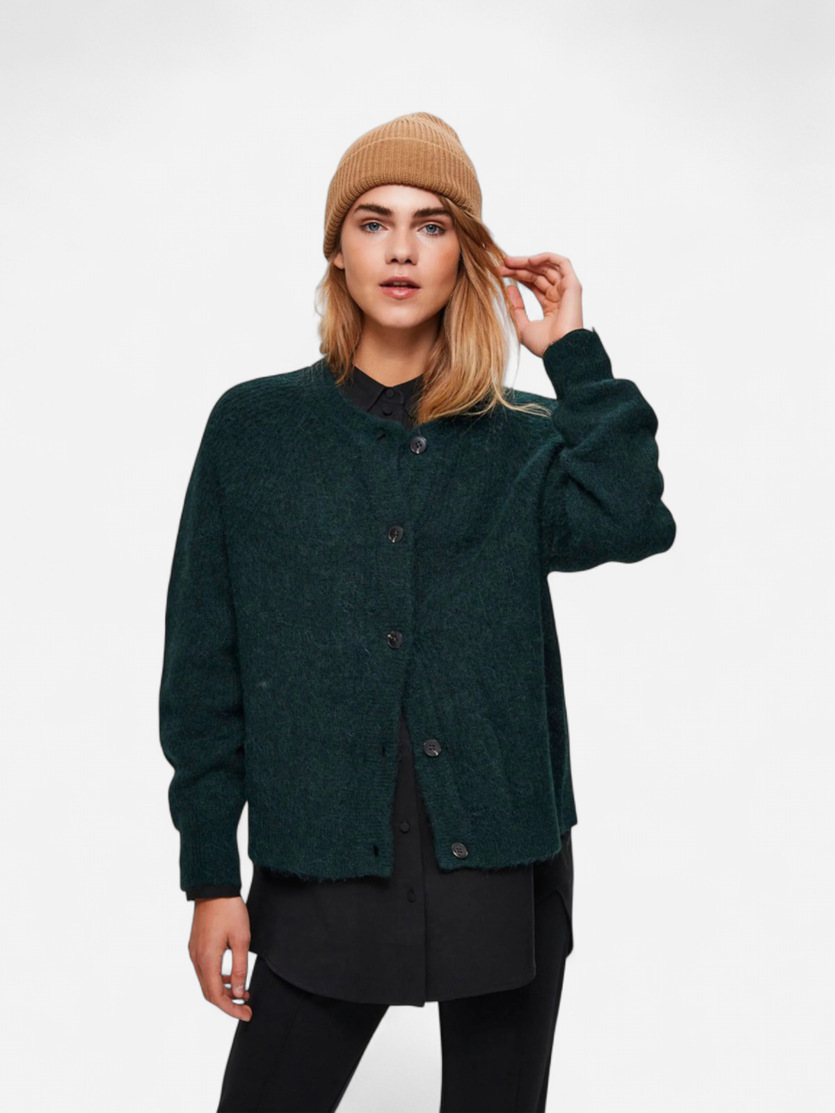 Selected Femme, Naisten Neuletakki, Lulu LS Knit Short Cardigan Armeijanvihreä - Kekäle.fi