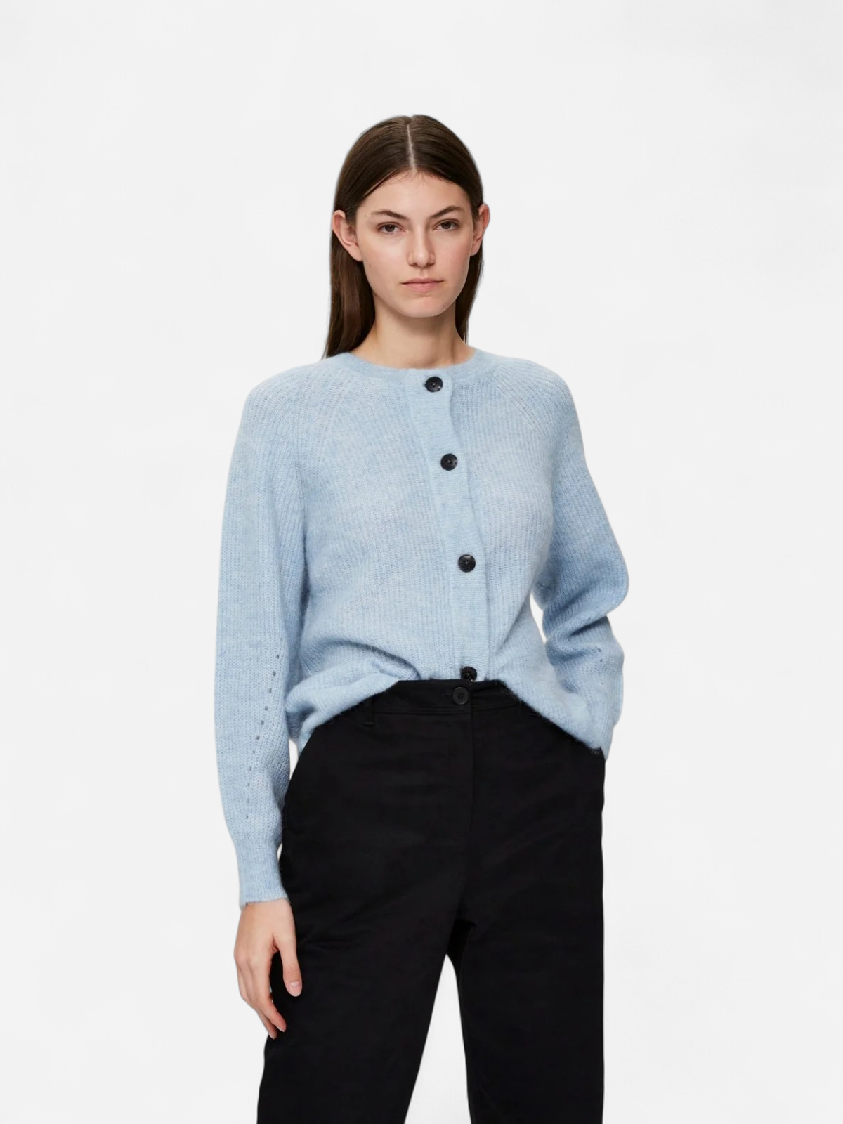 Selected Femme, Naisten Neuletakki, Lulu LS Knit Short Cardigan Vaaleansininen - Kekäle.fi